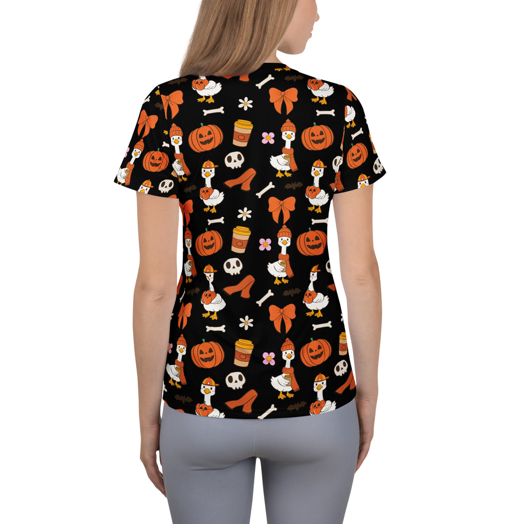 Women’s Halloween Goose Athletic T-Shirt - Lightweight Moisture Wicking Workout Top with UPF 50+