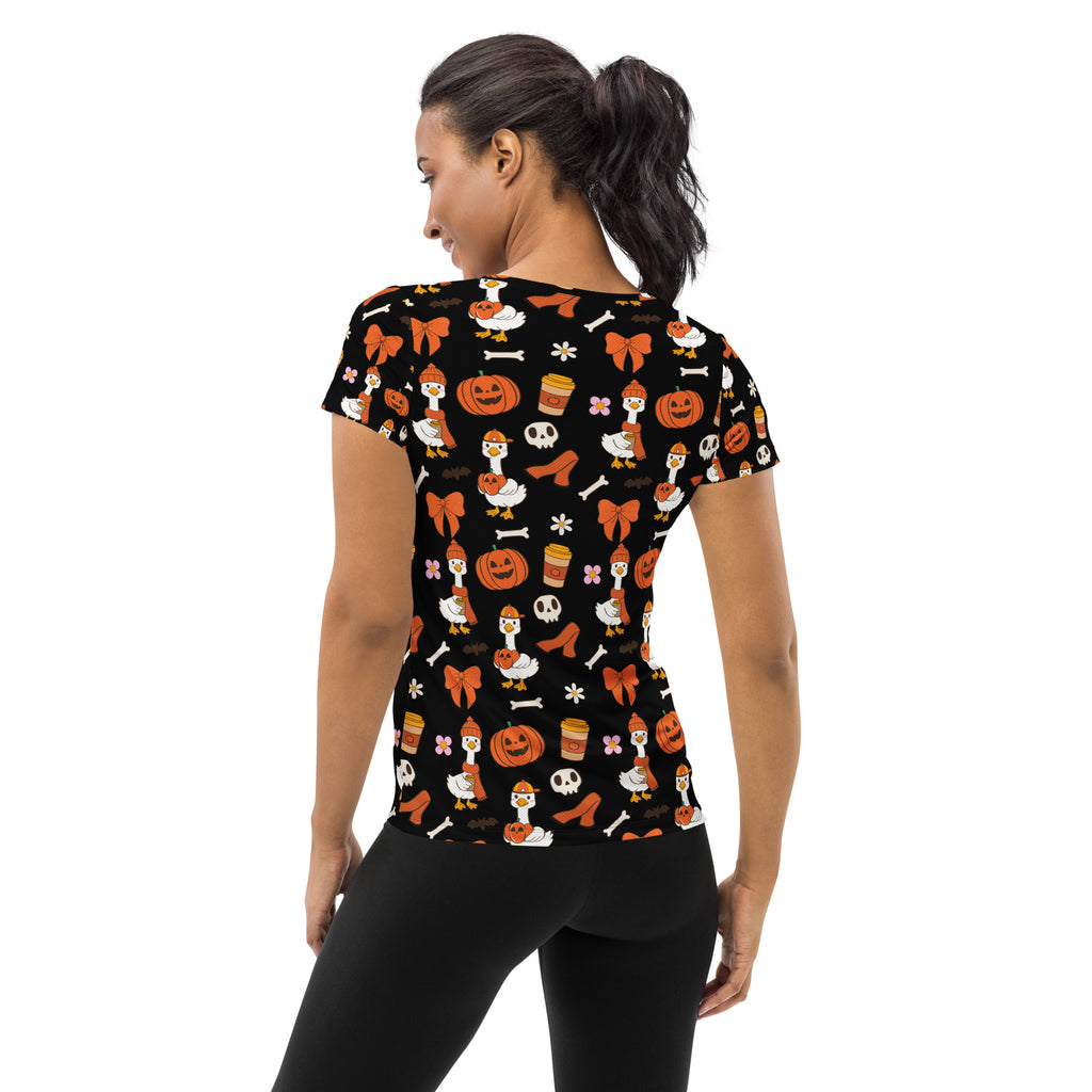 Women’s Halloween Goose Athletic T-Shirt - Lightweight Moisture Wicking Workout Top with UPF 50+