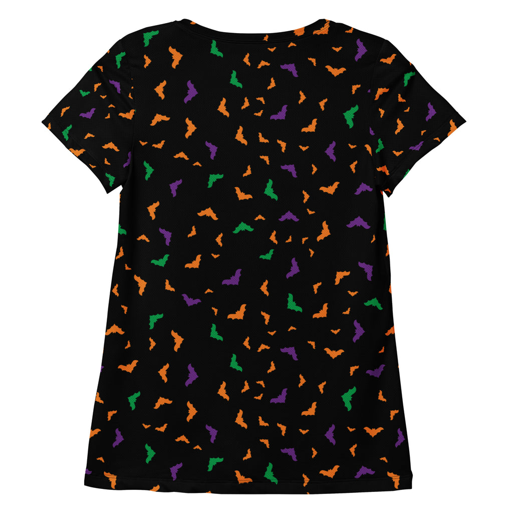 Women’s Colorful Bat Athletic T-Shirt - Lightweight Moisture Wicking Workout Top with UPF 50+