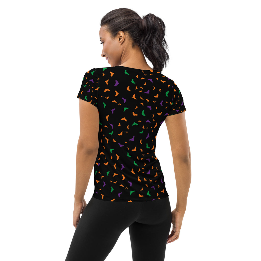 Women’s Colorful Bat Athletic T-Shirt - Lightweight Moisture Wicking Workout Top with UPF 50+