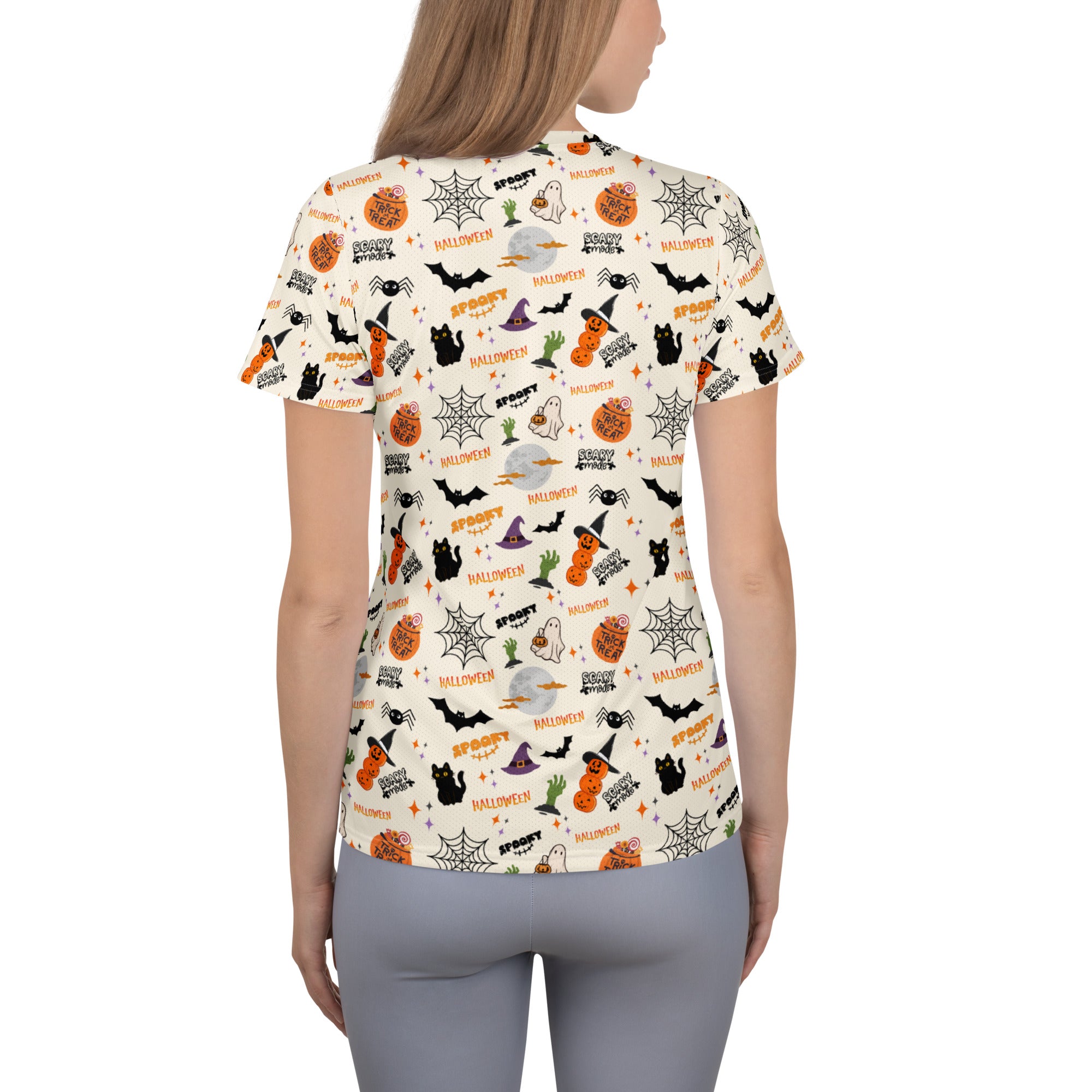 Women’s Cute Halloween Athletic T-Shirt - Lightweight Moisture Wicking Workout Top with UPF 50+
