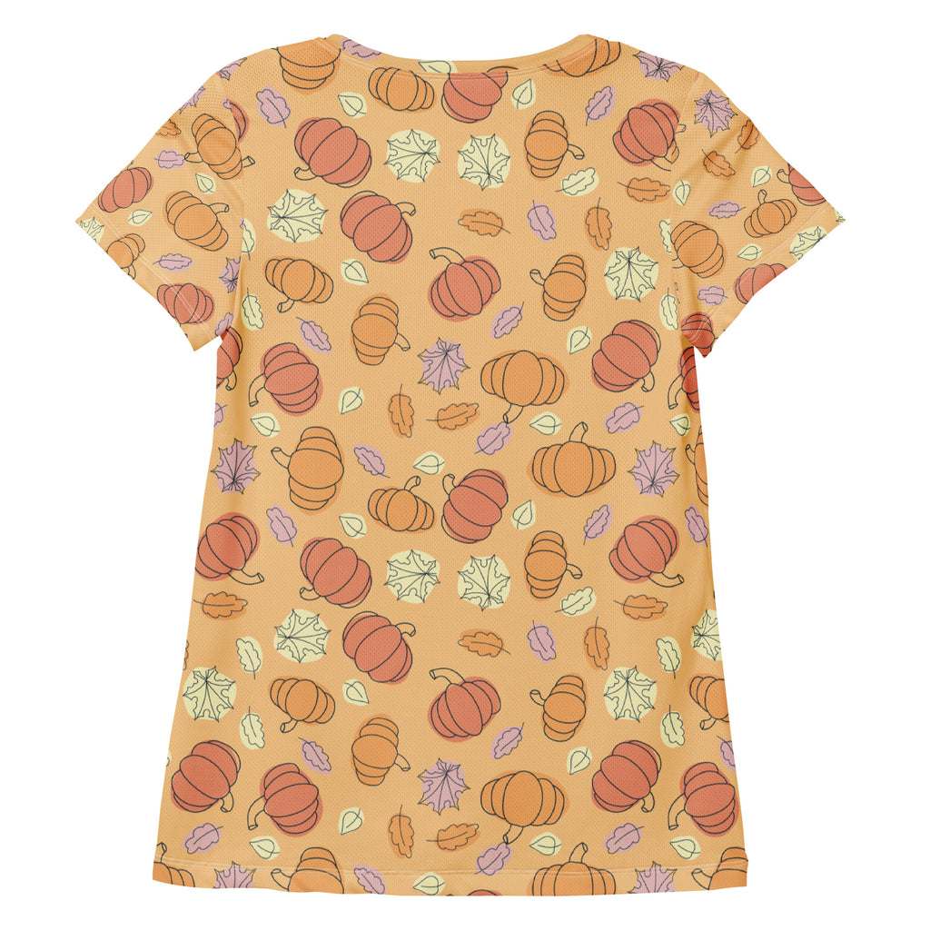 Women’s Pumpkin Patch Athletic T-Shirt - Lightweight Moisture Wicking Workout Top with UPF 50+