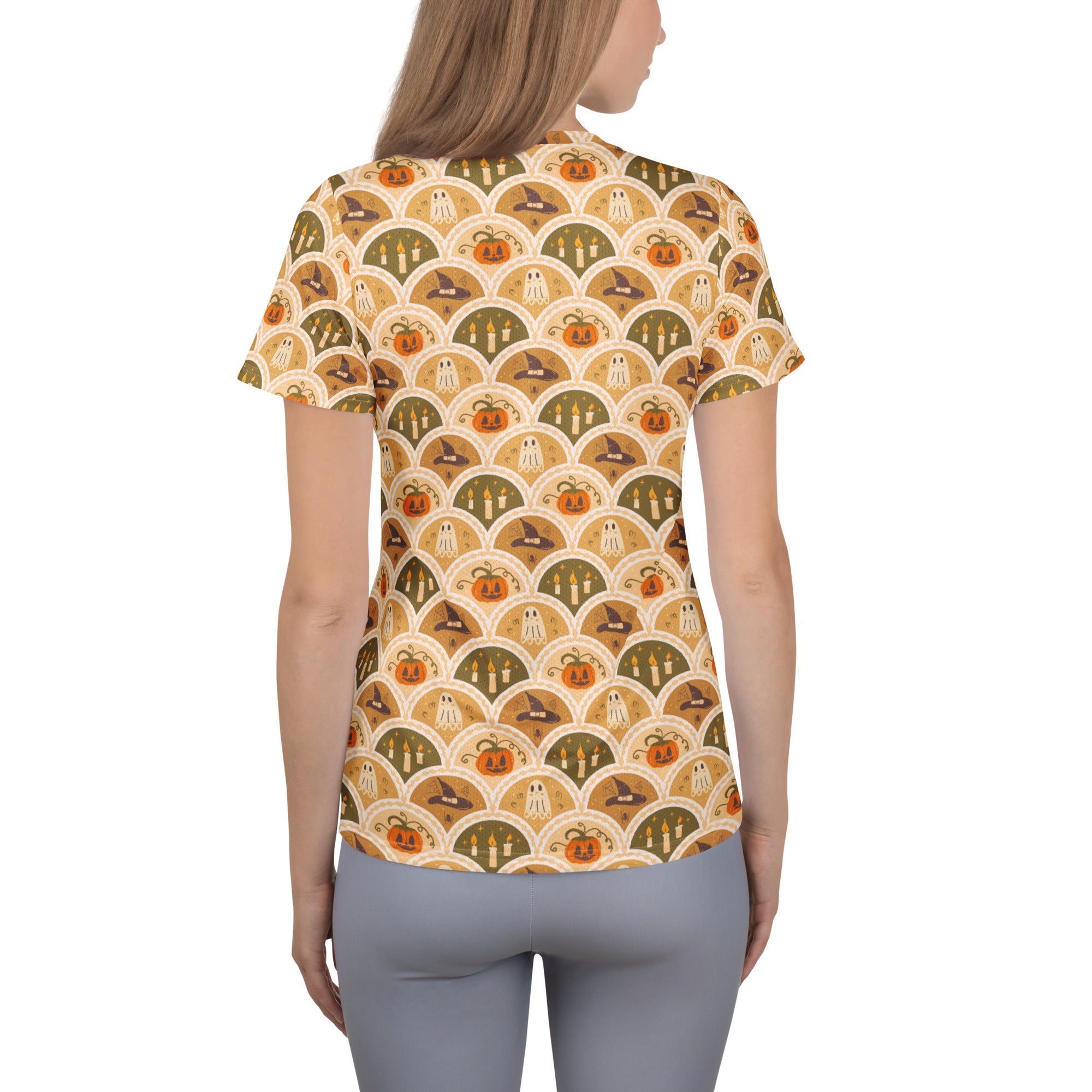 Women’s Retro Halloween Athletic T-Shirt - Lightweight Moisture Wicking Workout Top with UPF 50+