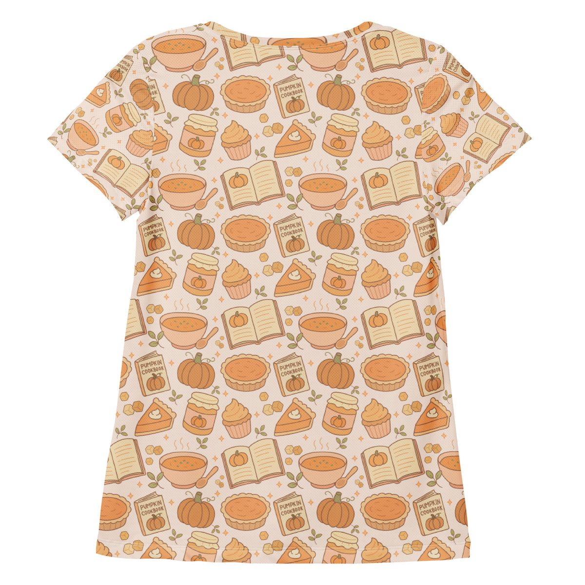 Women’s Pumpkin Pie Themed Athletic T-Shirt - Lightweight Moisture Wicking Workout Top with UPF 50+