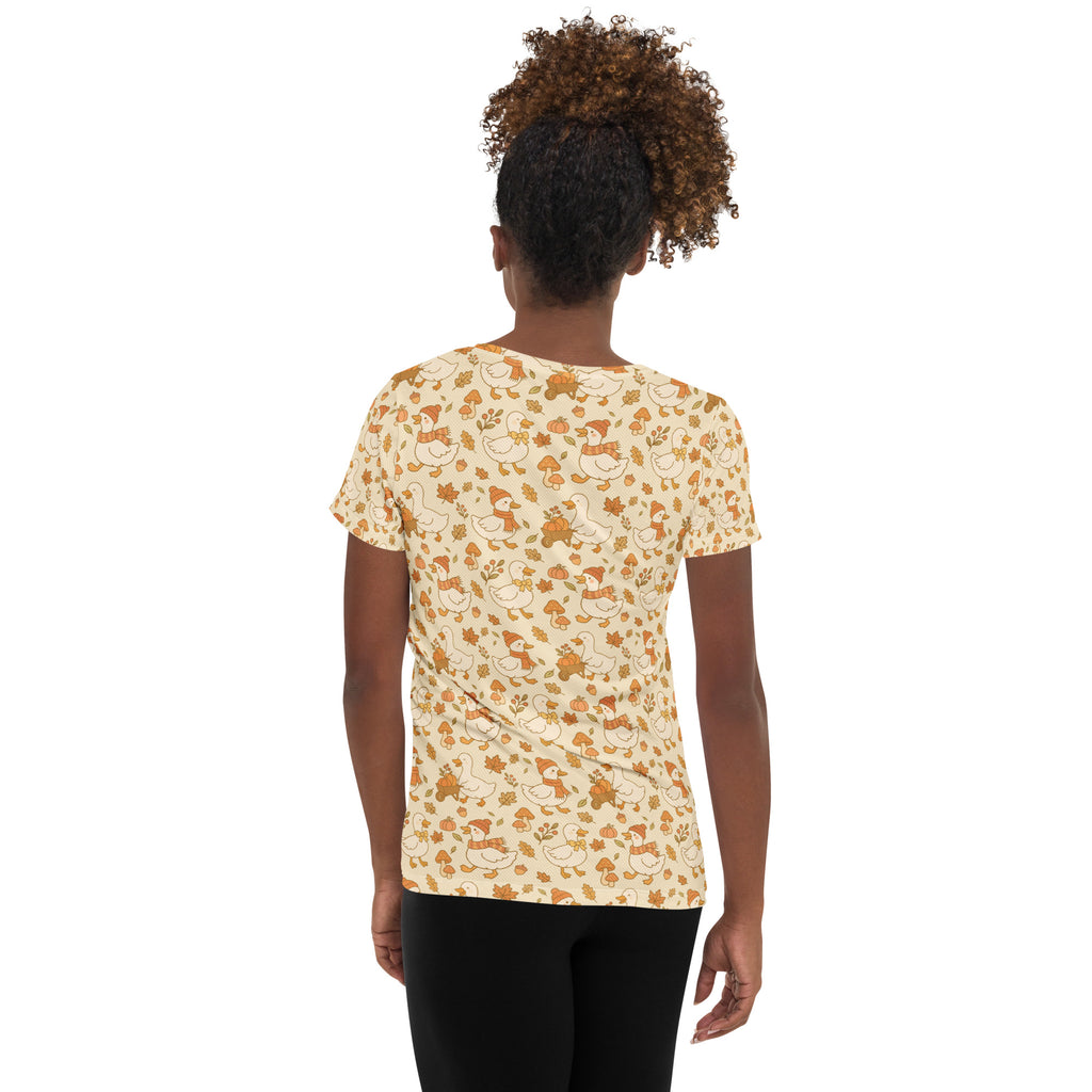 Women’s Fall Goose Athletic T-Shirt - Lightweight Moisture Wicking Workout Top with UPF 50+