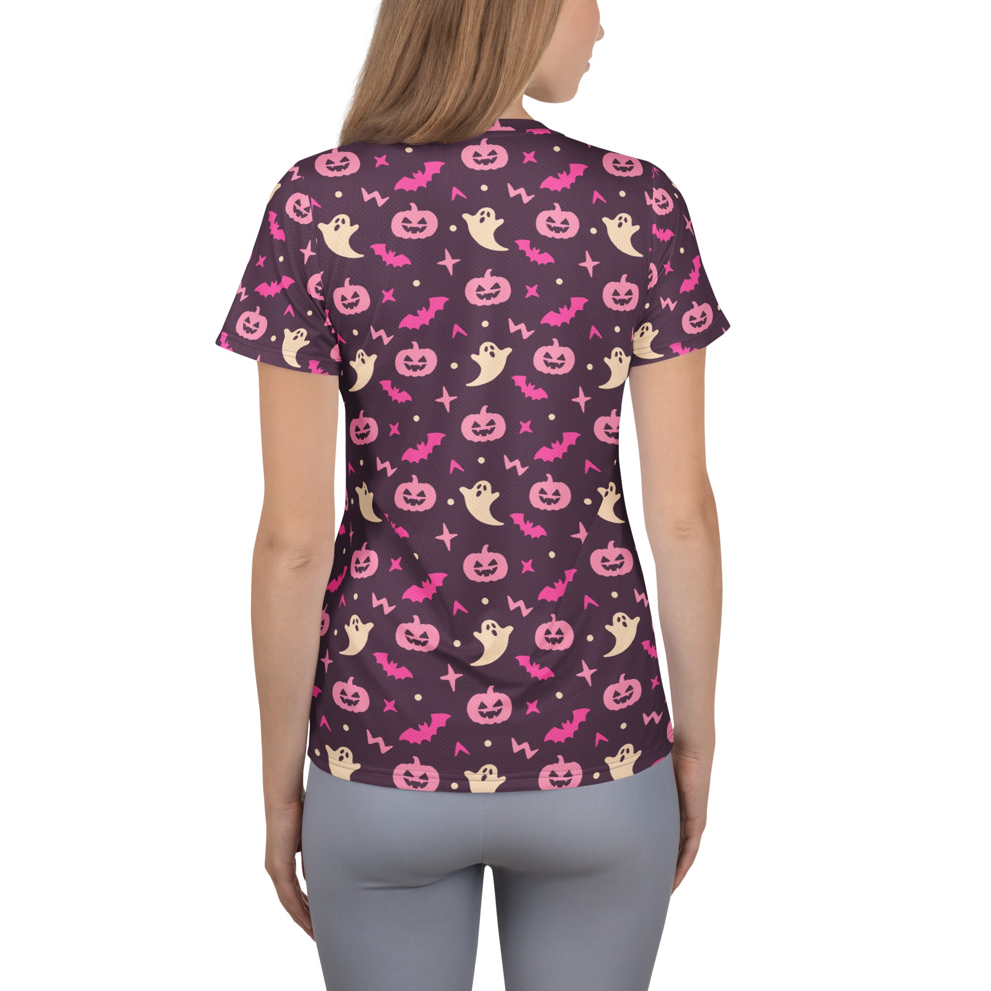 Women’s Purple Halloween Athletic T-Shirt - Lightweight Moisture Wicking Workout Top With UPF 50+