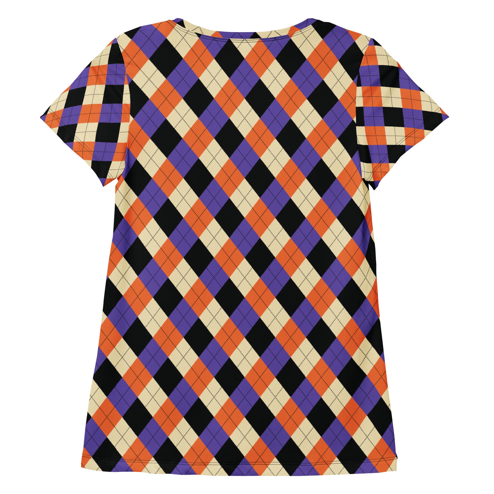 Women’s Halloween Argyle Athletic T-Shirt - Lightweight Moisture Wicking Workout Top With UPF 50+