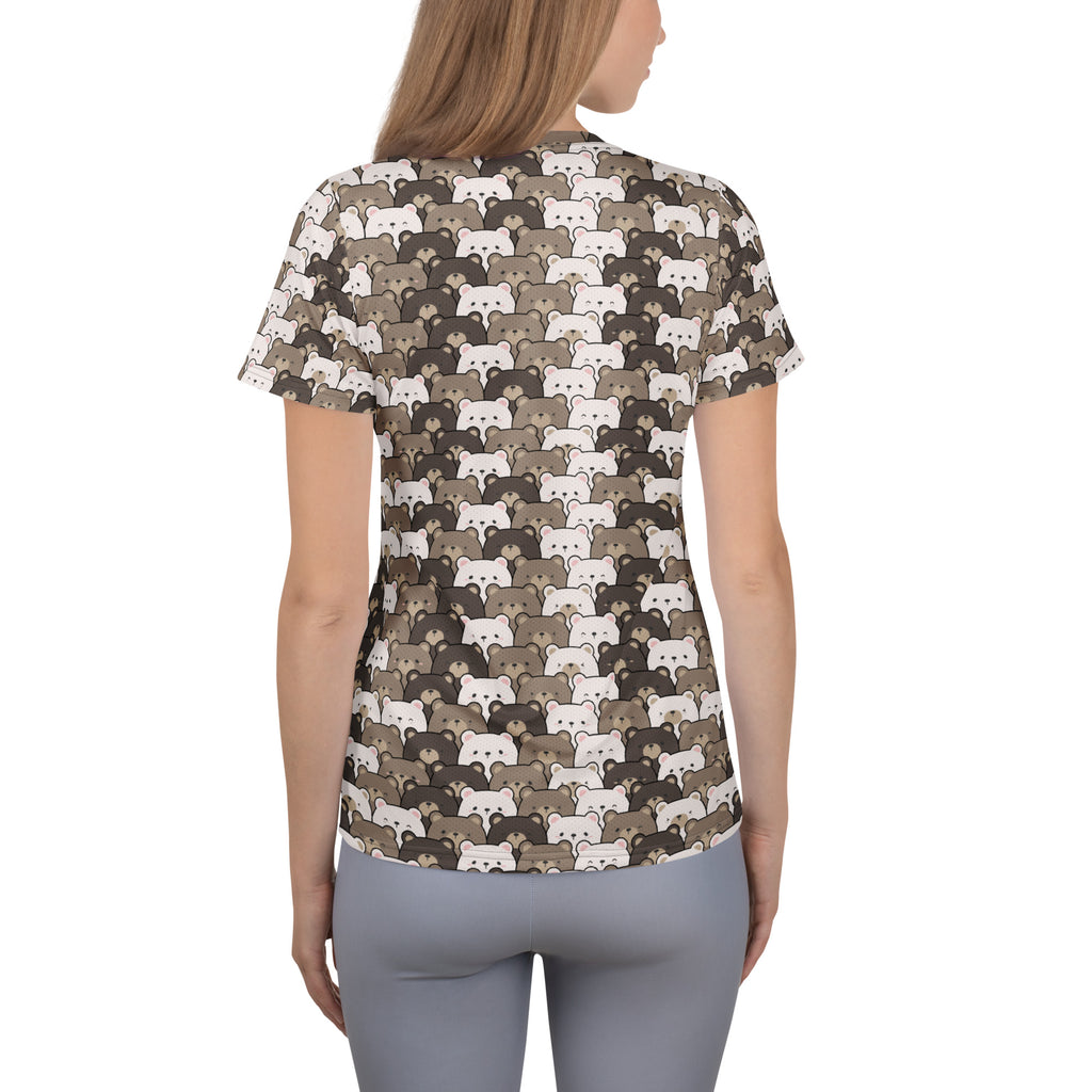 Women’s Cute Bear Athletic T-Shirt - Lightweight Moisture Wicking Workout Top With UPF 50+