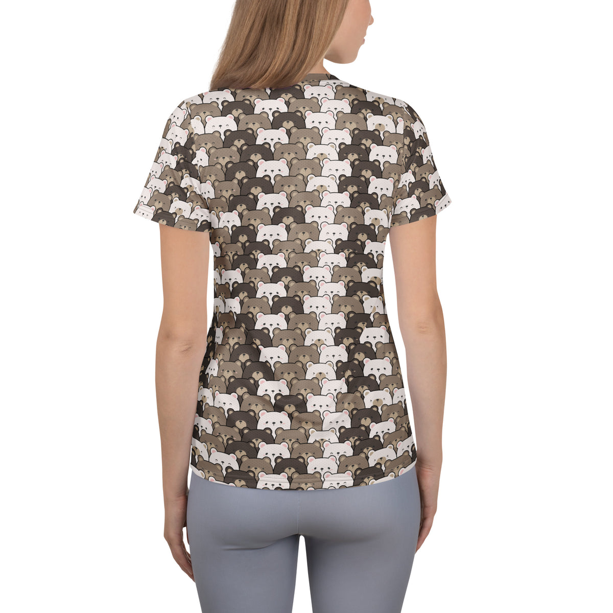 Women’s Cute Bear Athletic T-Shirt - Lightweight Moisture Wicking Workout Top With UPF 50+