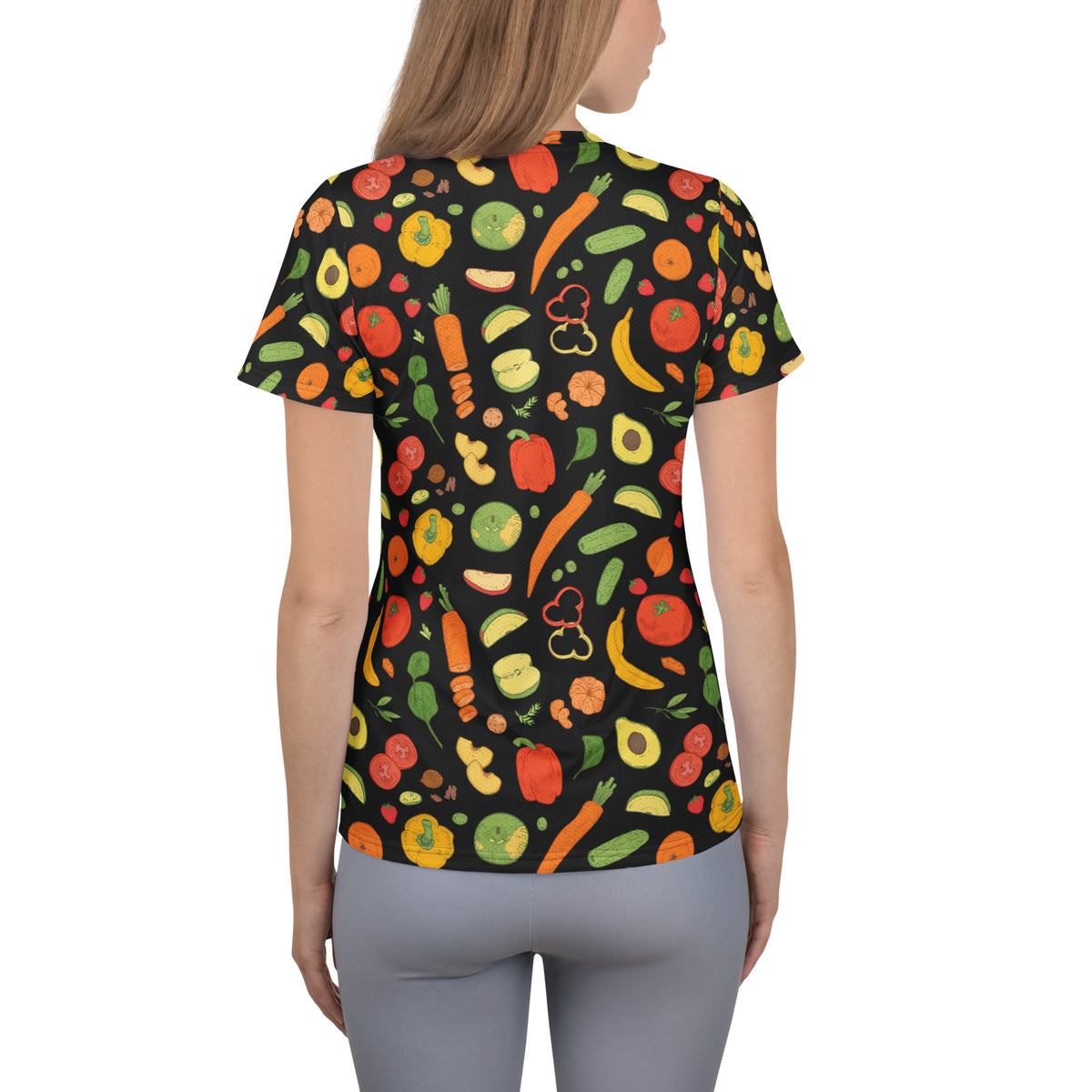 Women’s Fruit & Vegetable Athletic T-Shirt - Lightweight Moisture Wicking Workout Top With UPF 50+