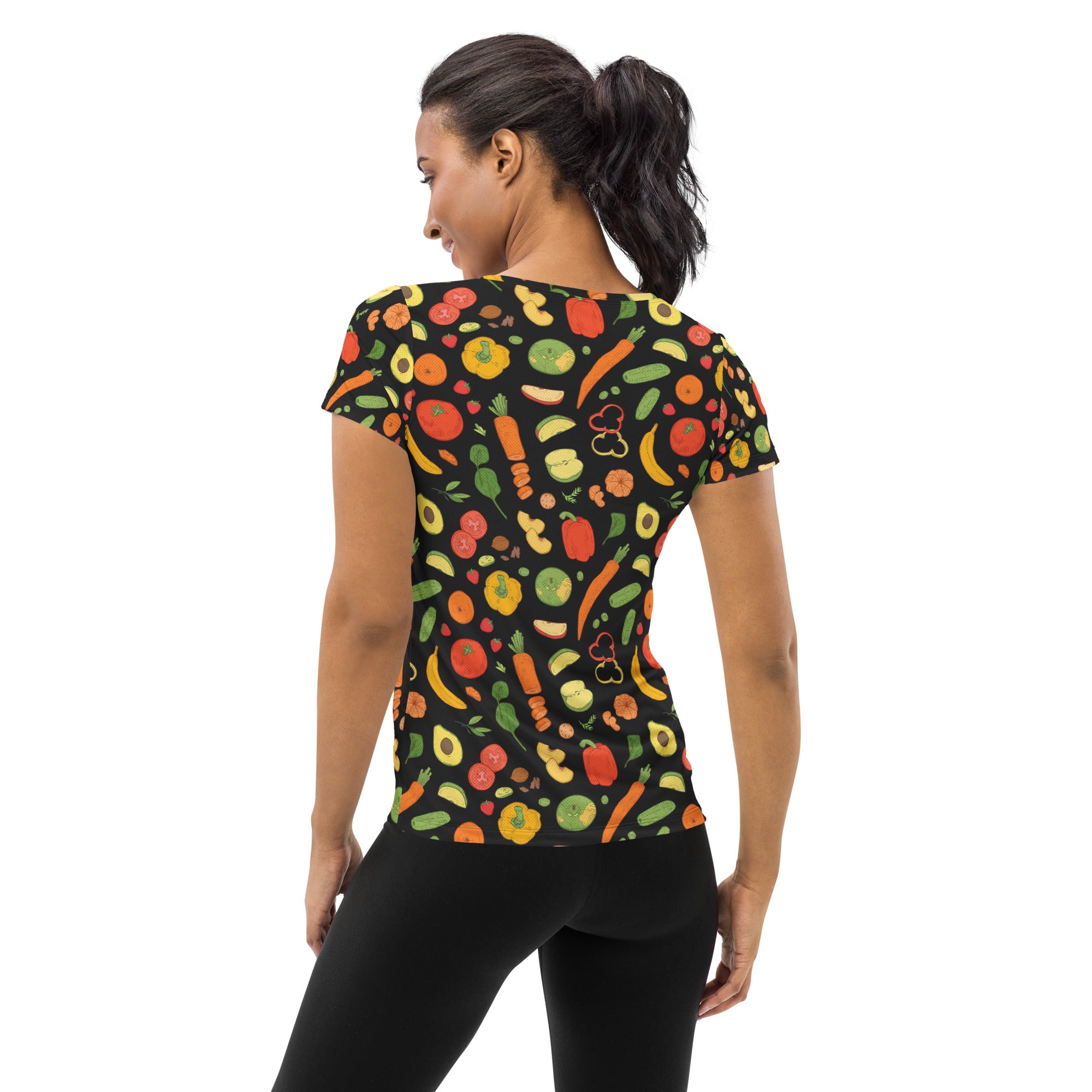 Women’s Fruit & Vegetable Athletic T-Shirt - Lightweight Moisture Wicking Workout Top With UPF 50+