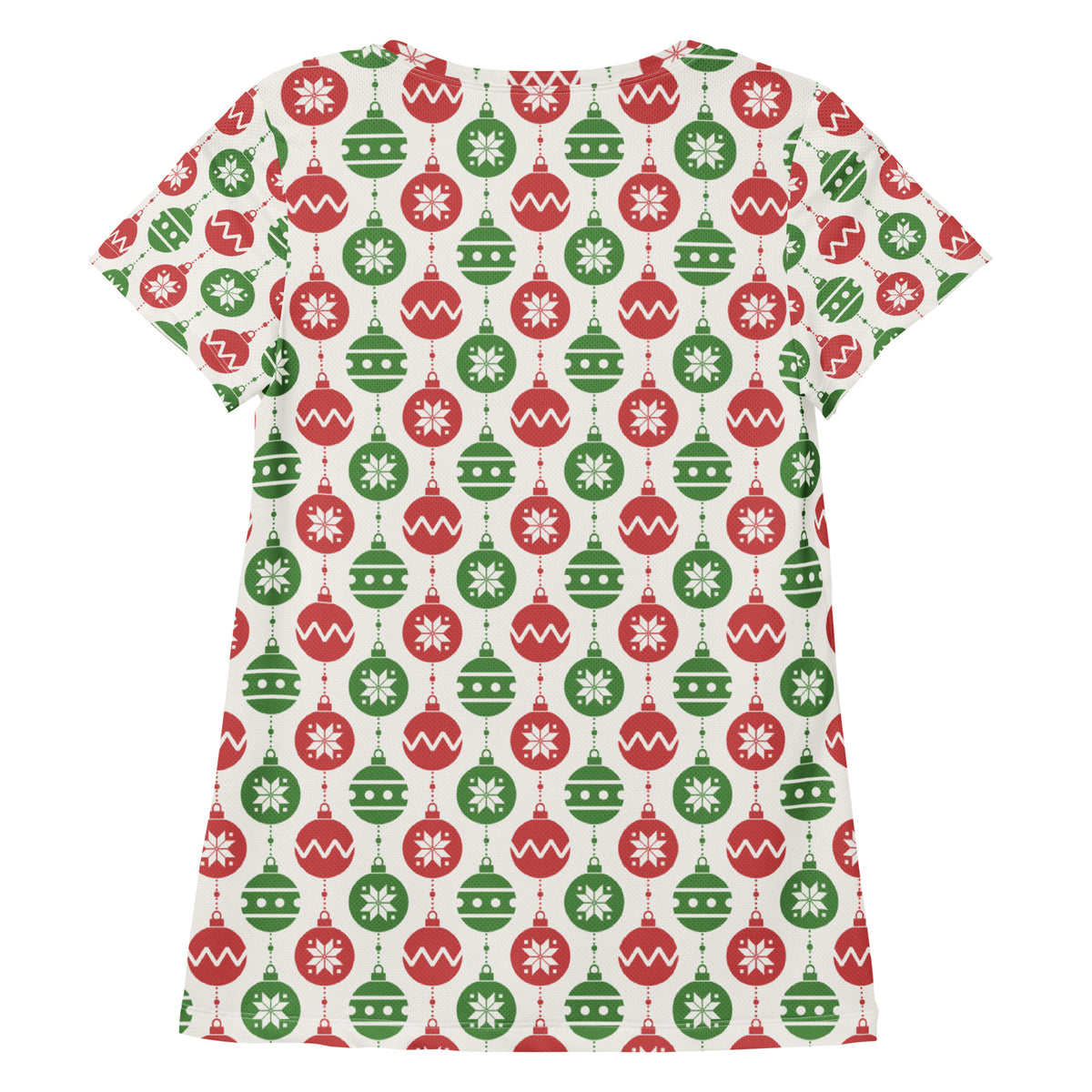 Women’s Christmas Ornament Athletic T-Shirt - Lightweight Moisture Wicking Workout Top With UPF 50+