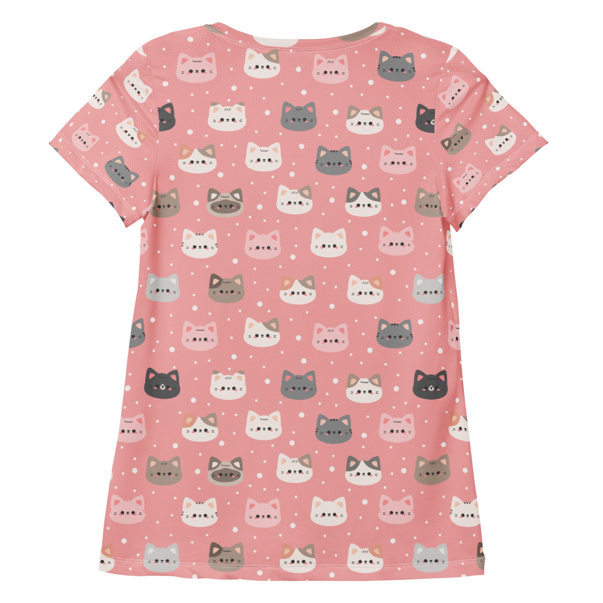 Women’s Pink Cat Athletic T-Shirt - Lightweight Moisture Wicking Workout Top with UPF 50+