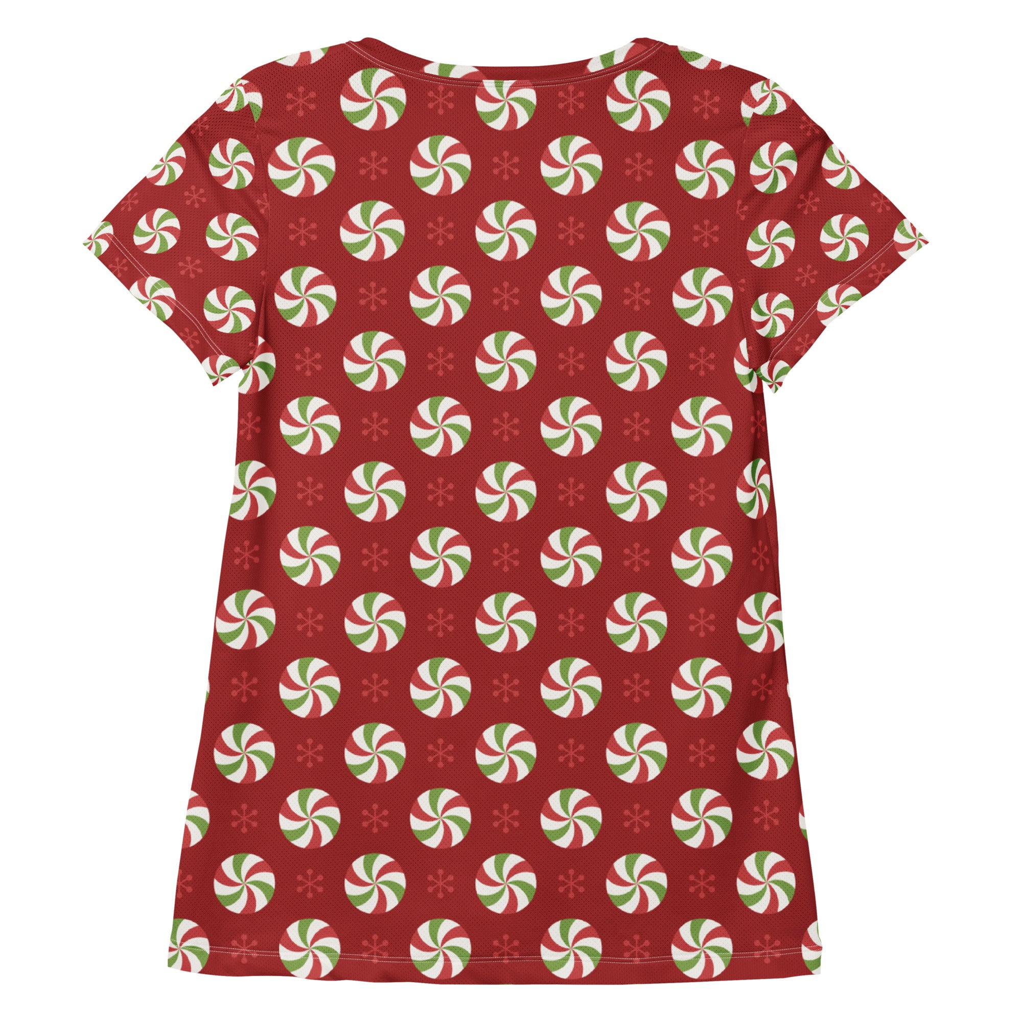 Women’s Christmas Peppermint Athletic T-Shirt - Lightweight Moisture Wicking Workout Top With UPF 50+