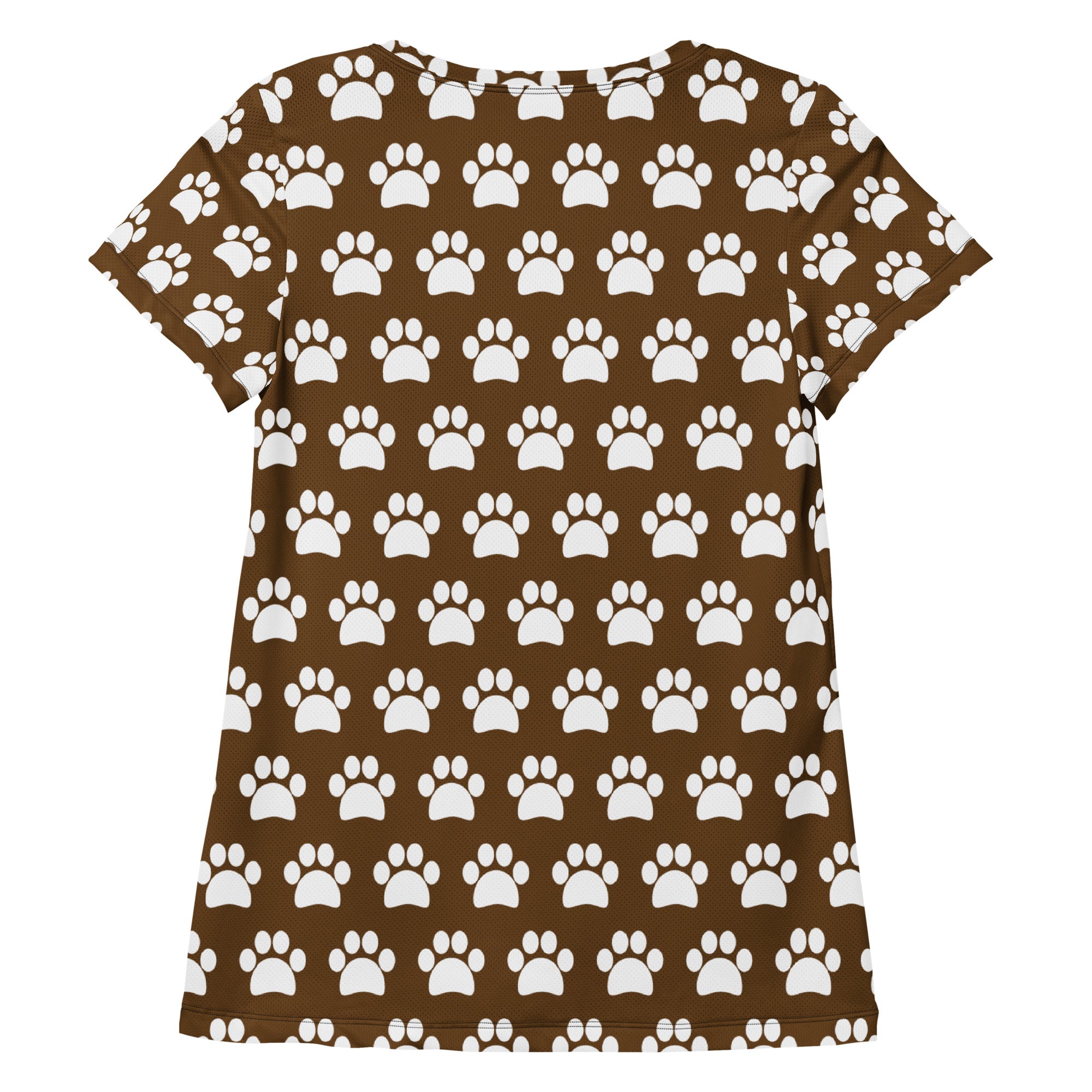 Women’s Brown Paw Print Athletic T-Shirt - Lightweight Moisture Wicking Workout Top With UPF 50+