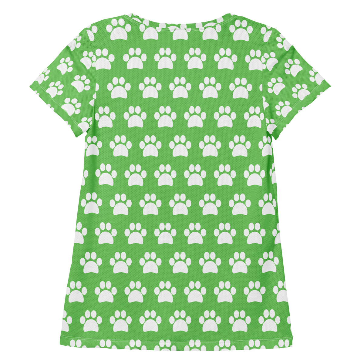 Women’s Green Paw Print Athletic T-Shirt - Lightweight Moisture Wicking Workout Top With UPF 50+