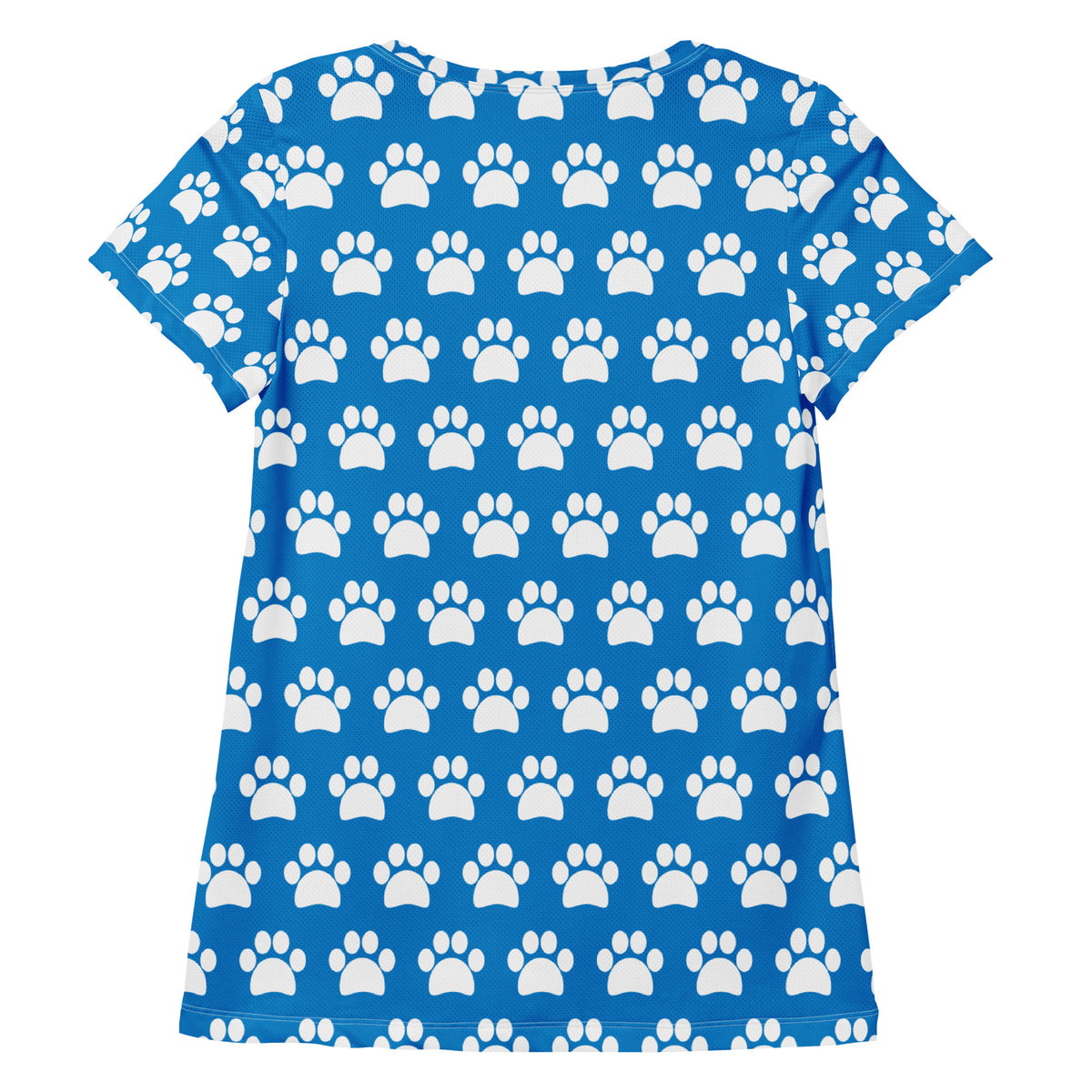 Women’s Royal Blue Paw Print Athletic T-Shirt - Lightweight Moisture Wicking Workout Top With UPF 50+