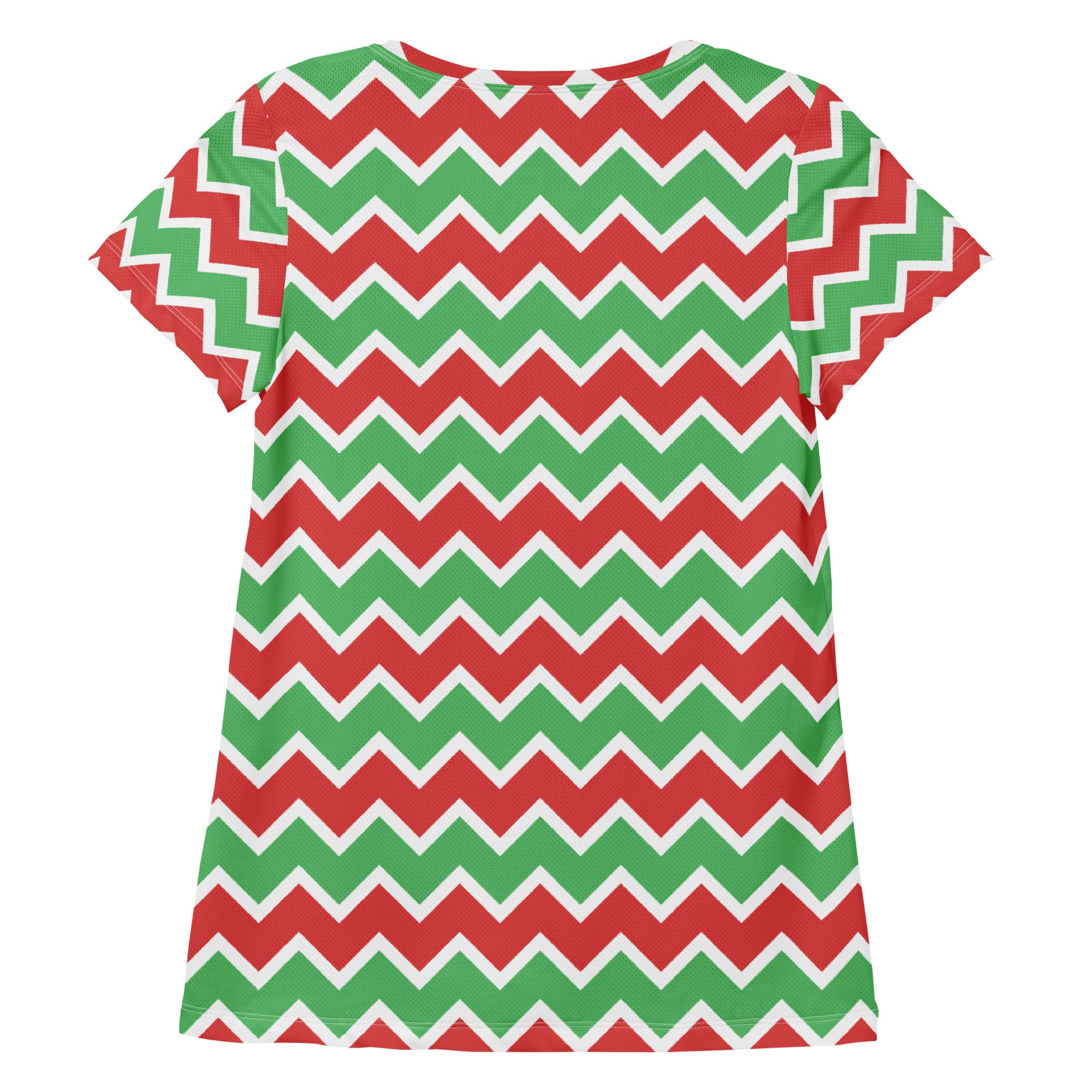 Women’s Christmas Chevron Athletic T-Shirt - Lightweight Moisture Wicking Workout Top with UPF 50+