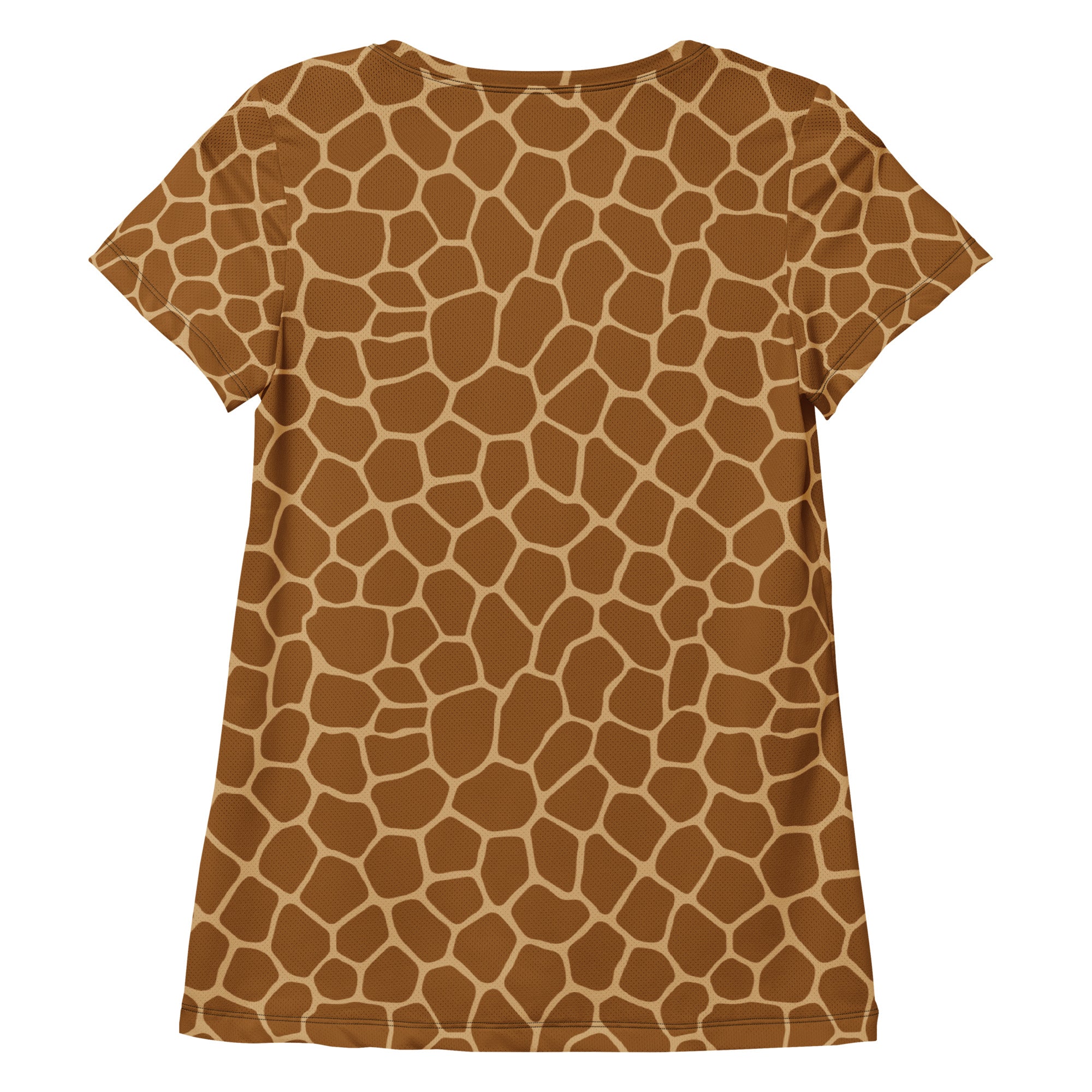 Women’s Giraffe Print Athletic T-Shirt - Lightweight Moisture Wicking Workout Top With UPF 50+