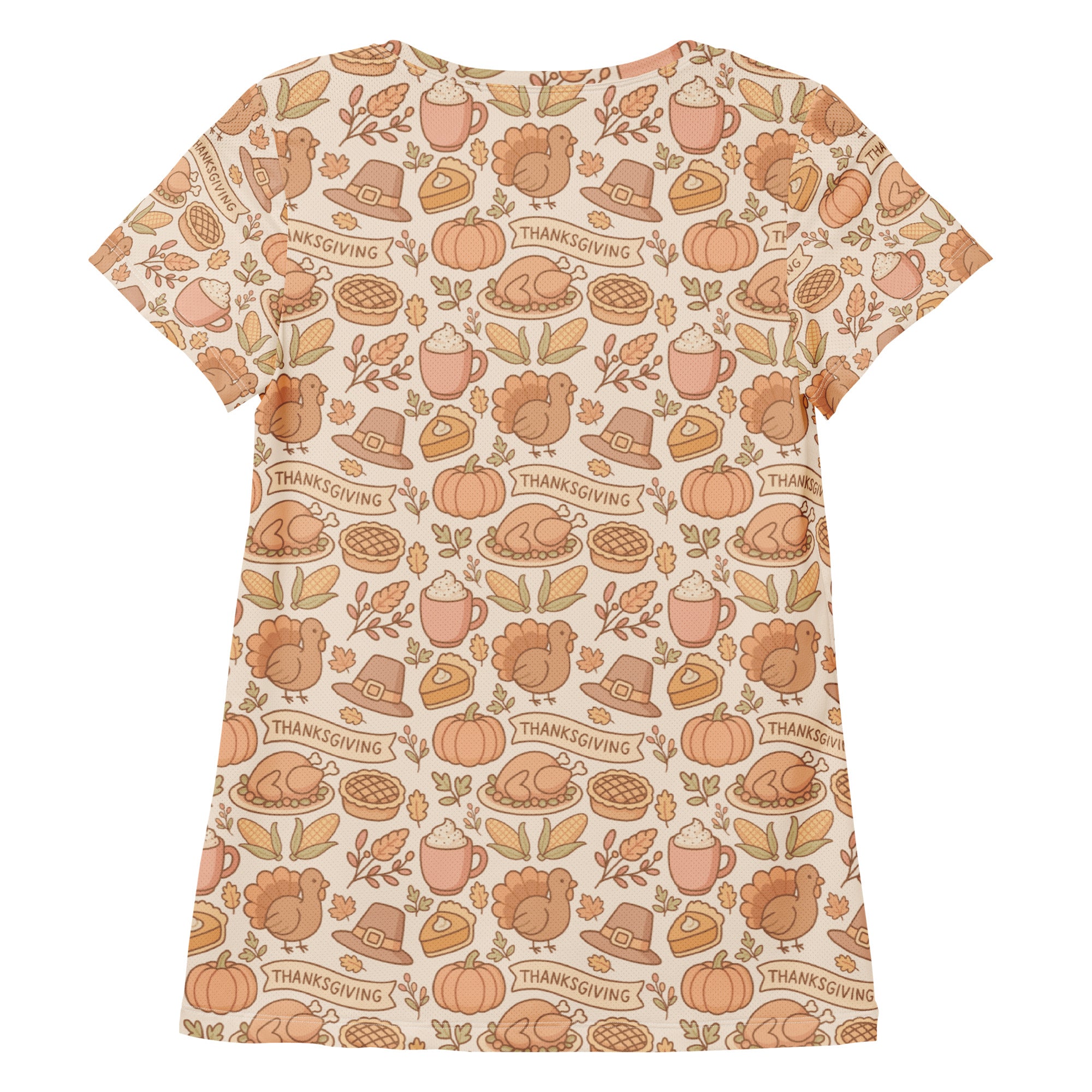 Women’s Thanksgiving Turkey Athletic T-Shirt - Lightweight Moisture Wicking Workout Top With UPF 50+