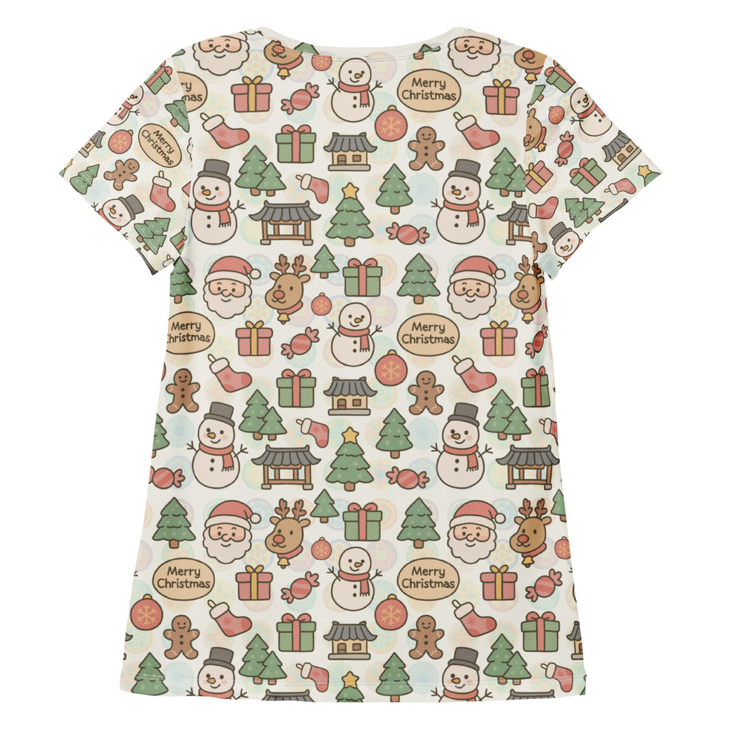 Women’s Pastel Christmas Athletic T-Shirt - Lightweight Moisture Wicking Workout Top With UPF 50+