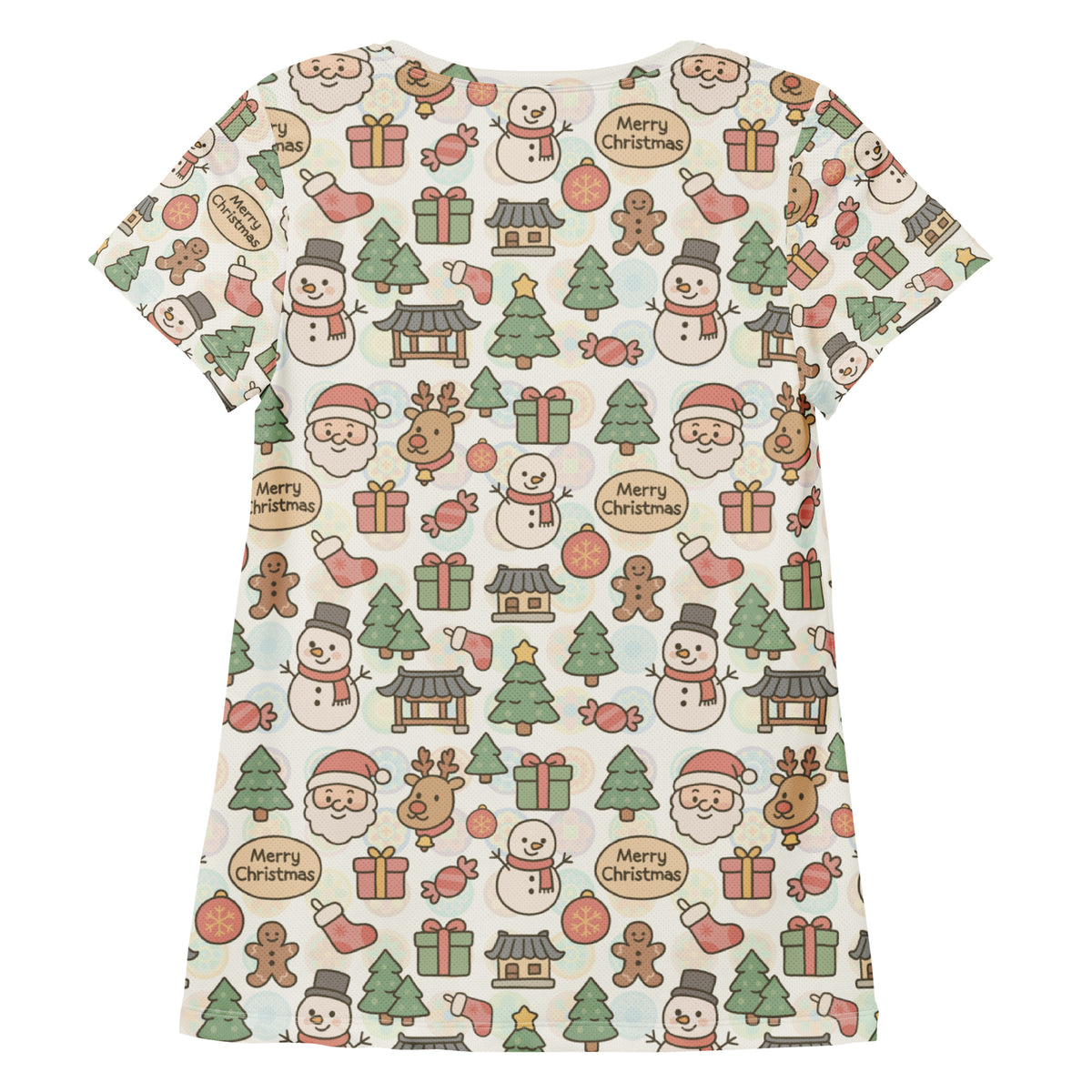 Women’s Pastel Christmas Athletic T-Shirt - Lightweight Moisture Wicking Workout Top With UPF 50+