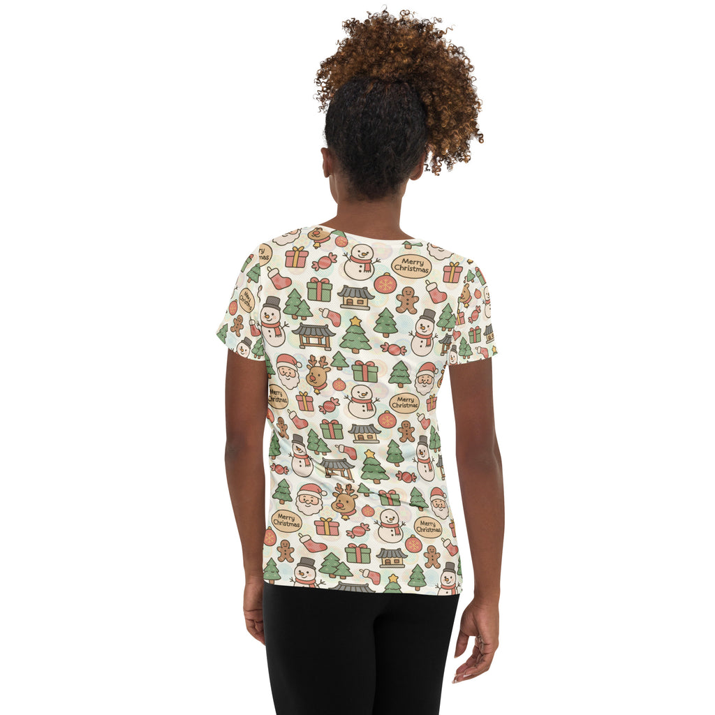 Women’s Pastel Christmas Athletic T-Shirt - Lightweight Moisture Wicking Workout Top With UPF 50+