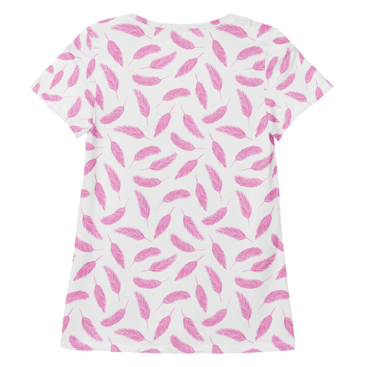Women’s Pink Feather Athletic T-Shirt - Lightweight Moisture Wicking Workout Top With UPF 50+
