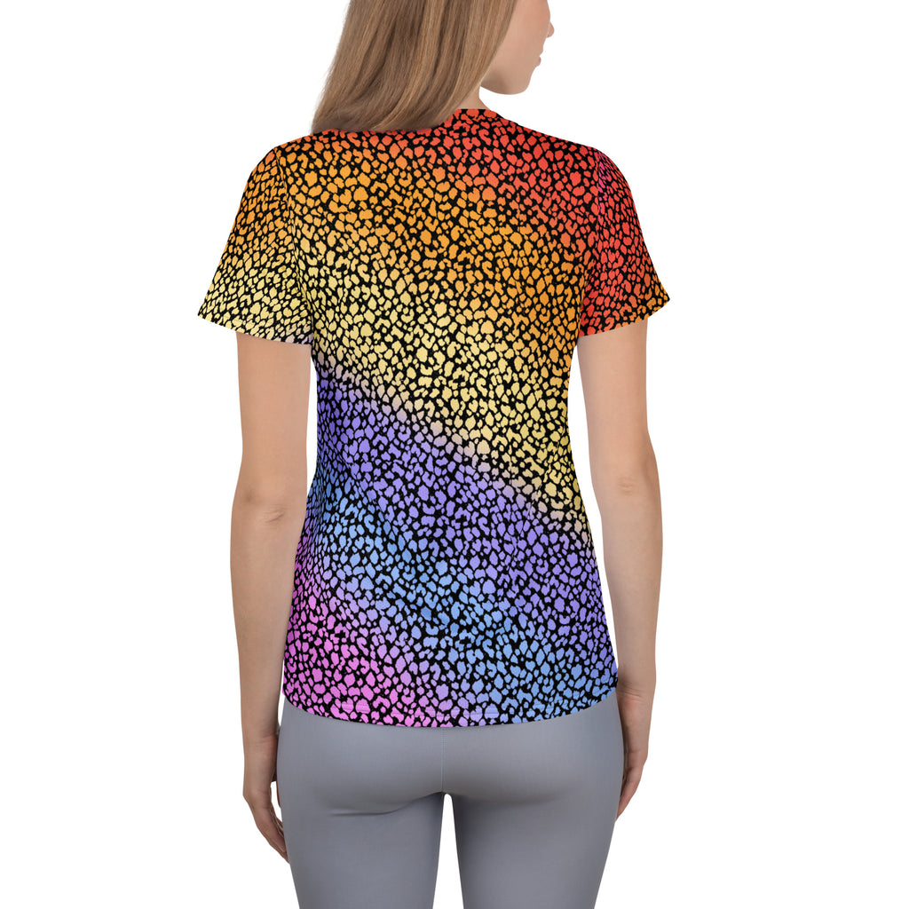 Women’s Colorful Leopard Athletic T-Shirt - Lightweight Moisture Wicking Workout Top With UPF 50+