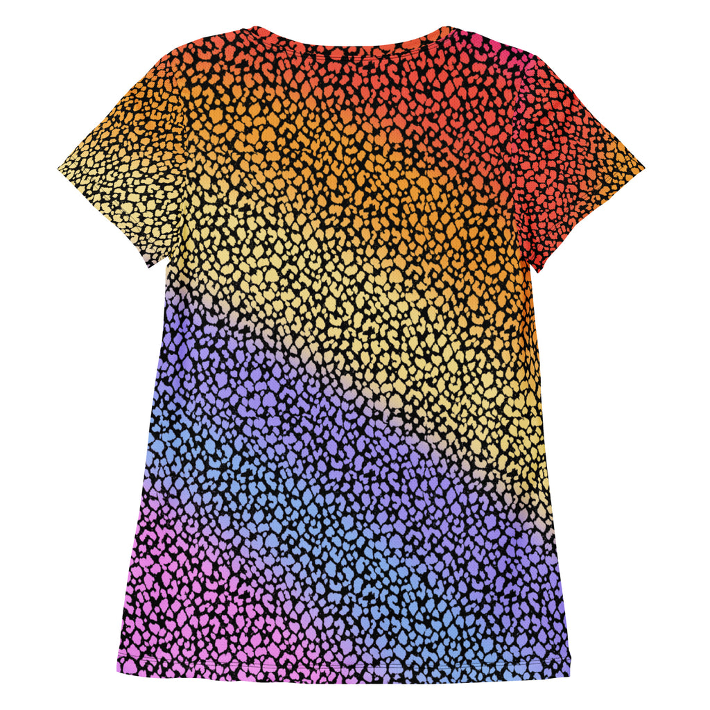 Women’s Colorful Leopard Athletic T-Shirt - Lightweight Moisture Wicking Workout Top With UPF 50+