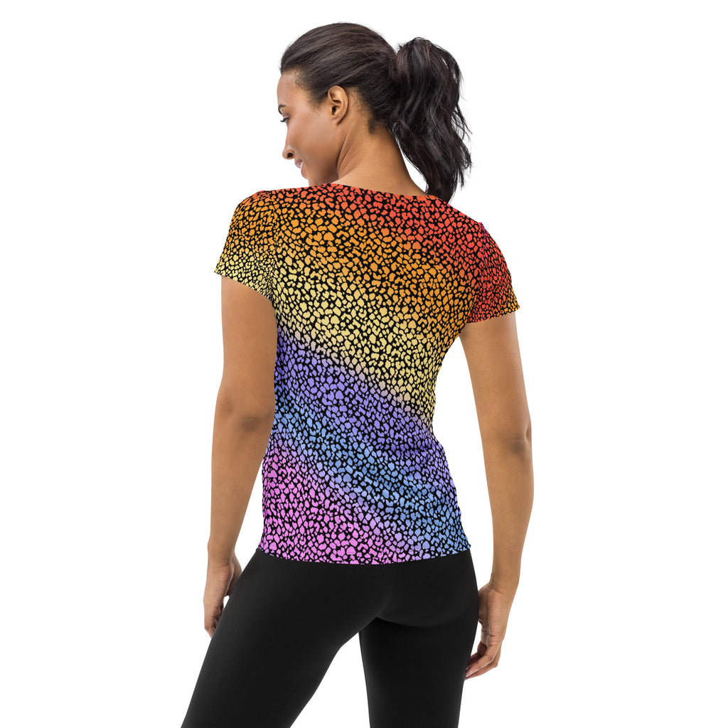 Women’s Colorful Leopard Athletic T-Shirt - Lightweight Moisture Wicking Workout Top With UPF 50+