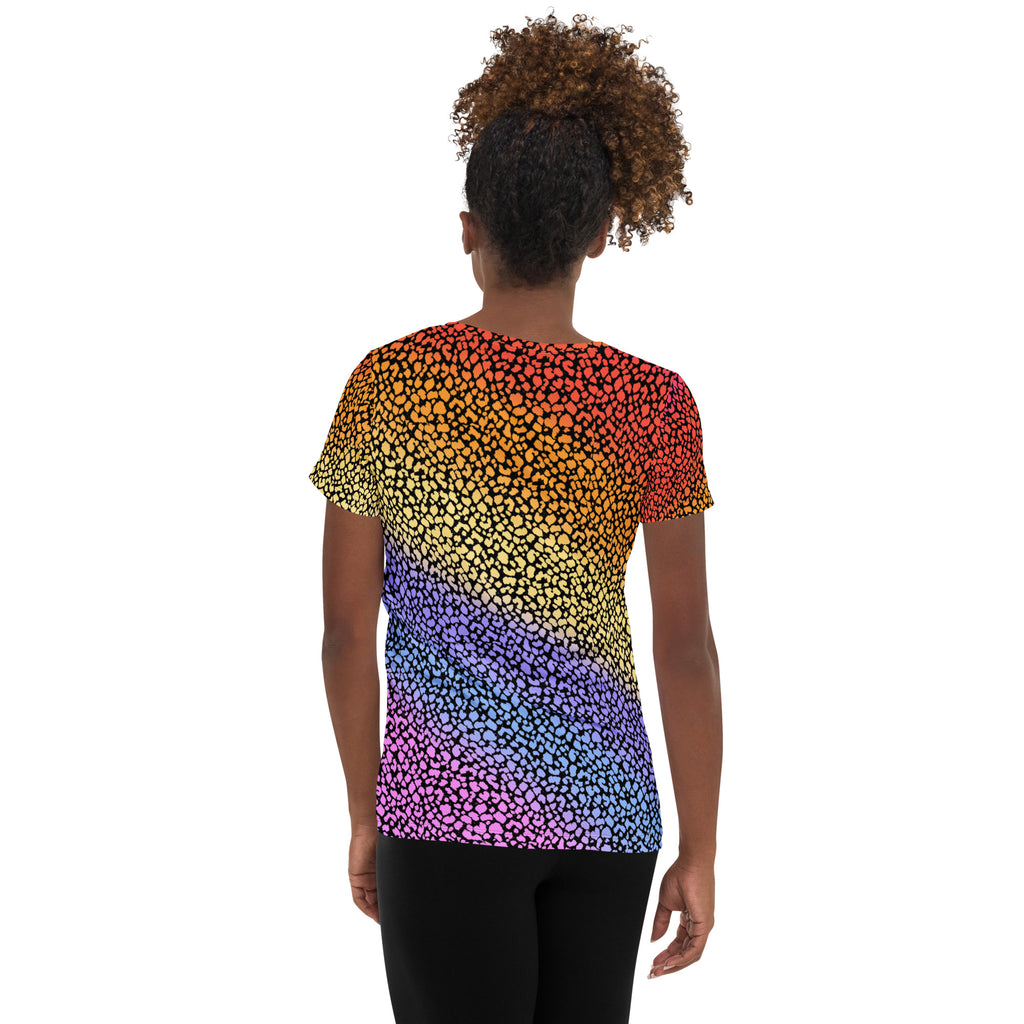 Women’s Colorful Leopard Athletic T-Shirt - Lightweight Moisture Wicking Workout Top With UPF 50+