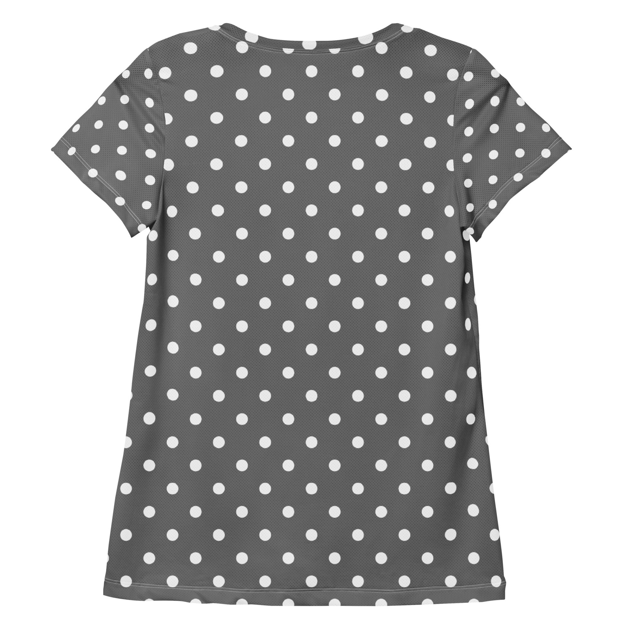 Women’s Gray Polka Dot Athletic T-Shirt - Lightweight Moisture Wicking Workout Top With UPF 50+
