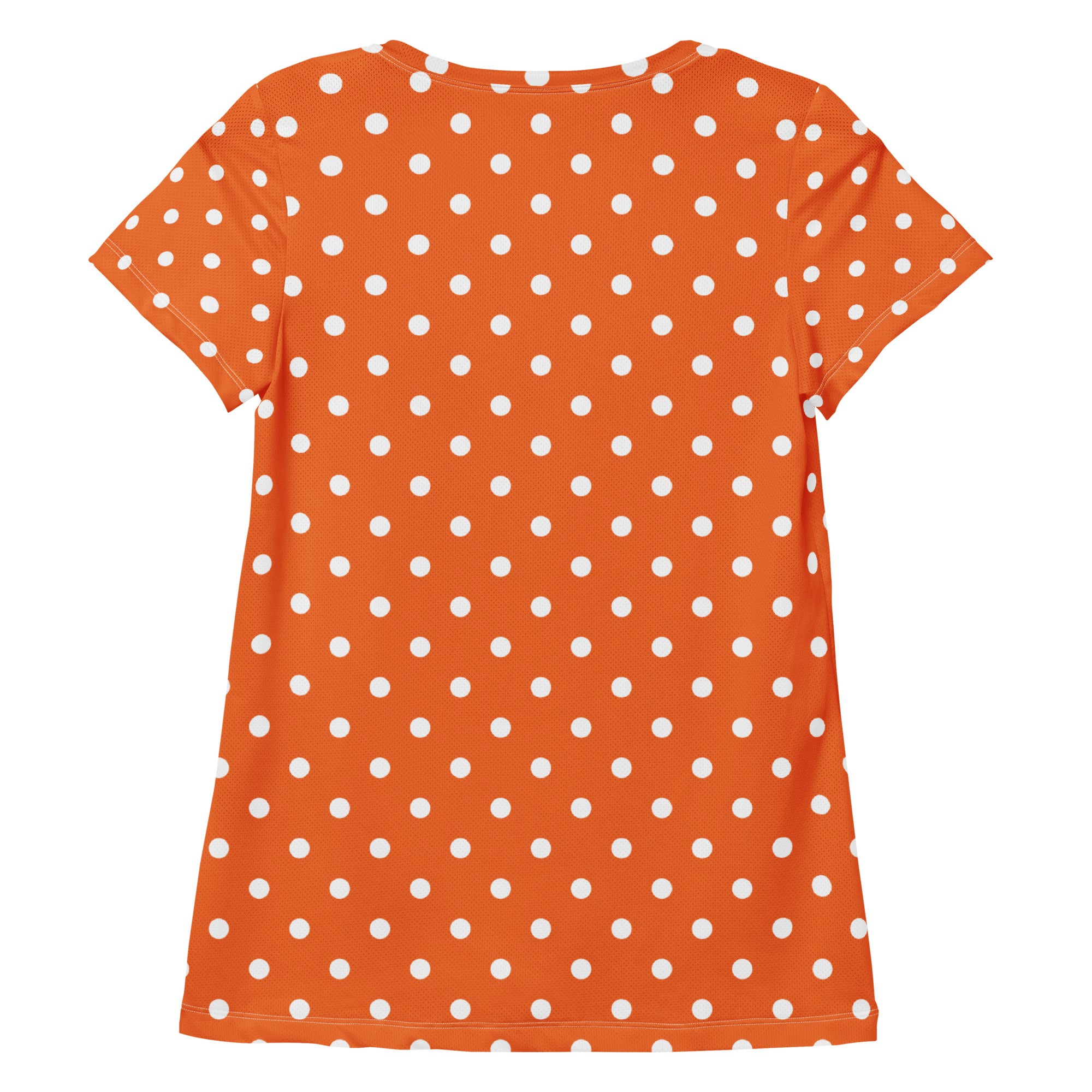 Women’s Orange Polka Dot Athletic T-Shirt - Lightweight Moisture Wicking Workout Top With UPF 50+