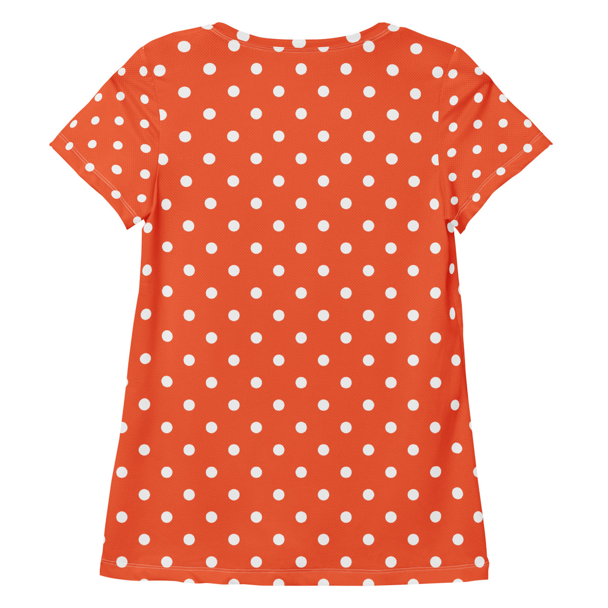 Women’s Bright Orange Polka Dot Athletic T-Shirt - Lightweight Moisture Wicking Workout Top With UPF 50+