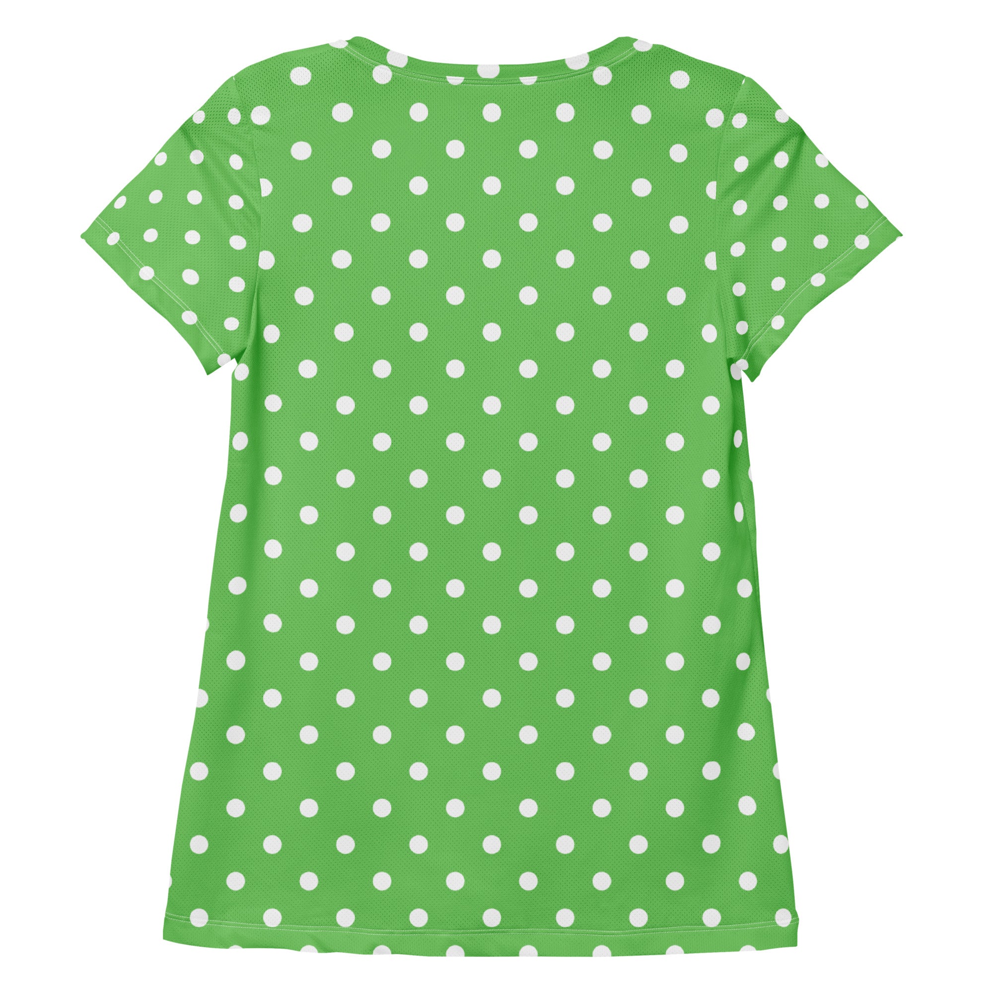 Women’s Green Polka Dot Athletic T-Shirt - Lightweight Moisture Wicking Workout Top With UPF 50+