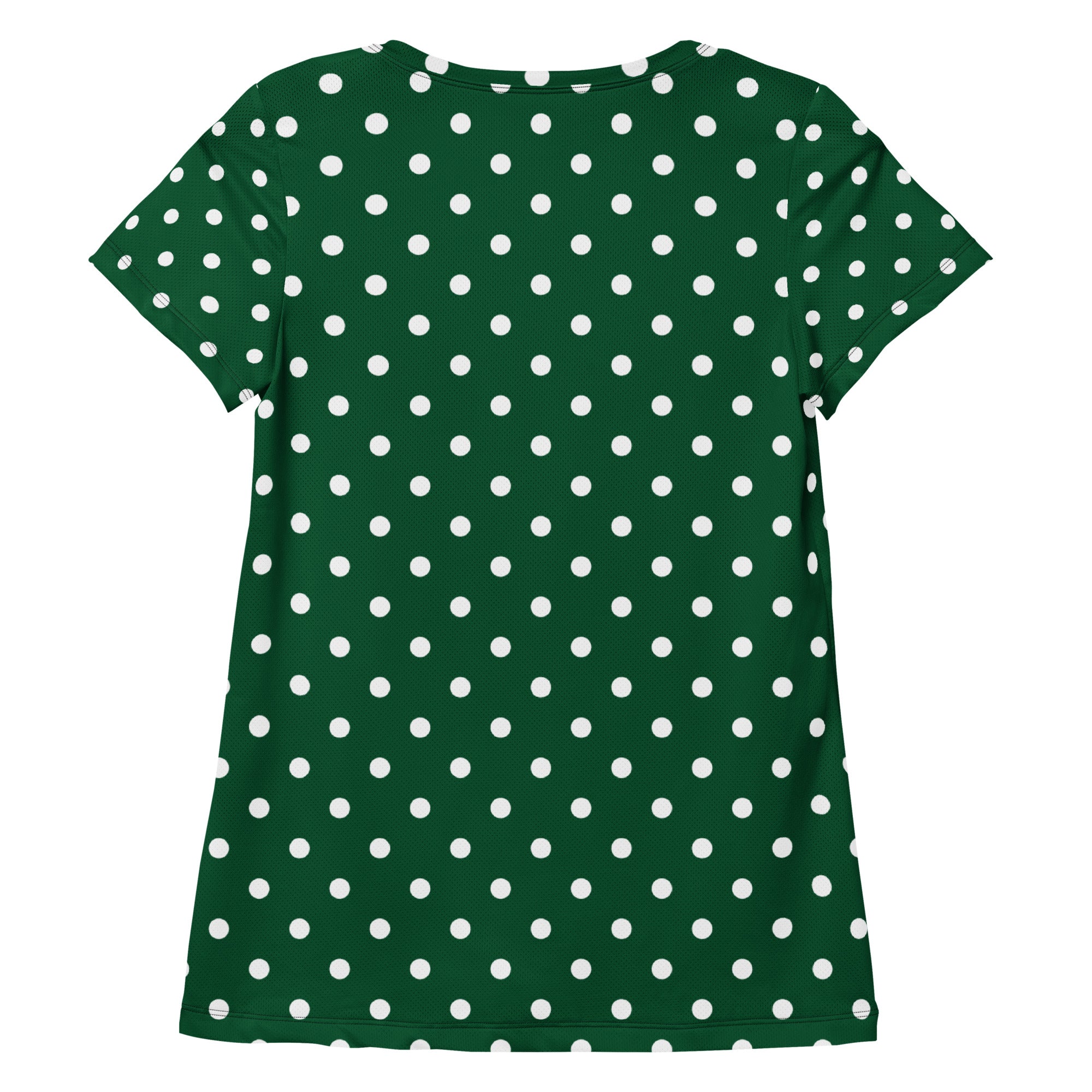 Women’s Forest Green Polka Dot Athletic T-Shirt - Lightweight Moisture Wicking Workout Top With UPF 50+