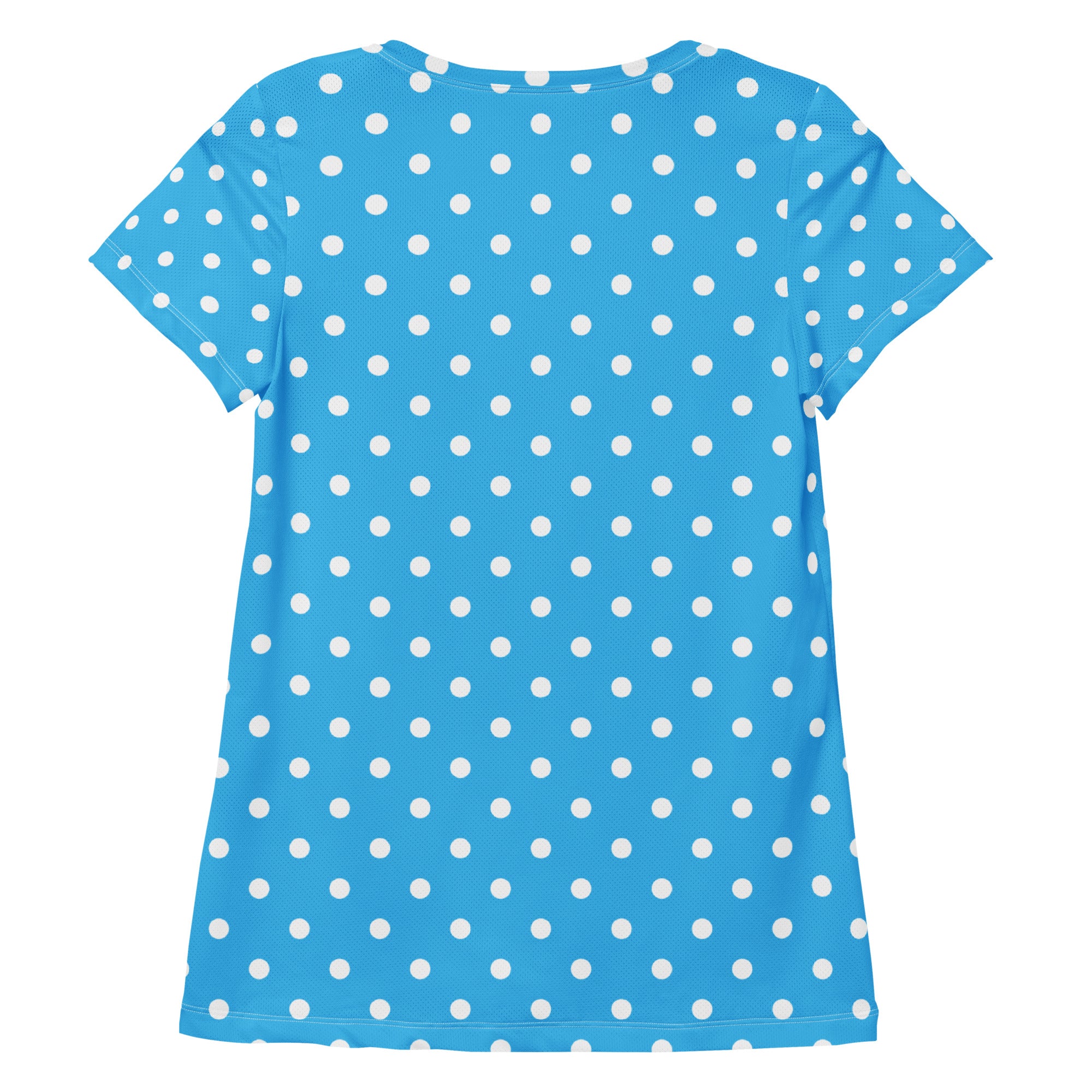 Women’s Light Blue Polka Dot Athletic T-Shirt - Lightweight Moisture Wicking Workout Top With UPF 50+