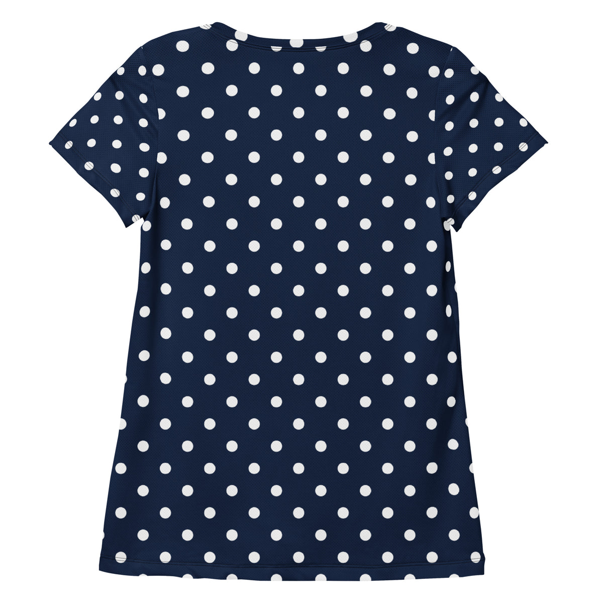 Women’s Navy Blue Polka Dot Athletic T-Shirt - Lightweight Moisture Wicking Workout Top With UPF 50+