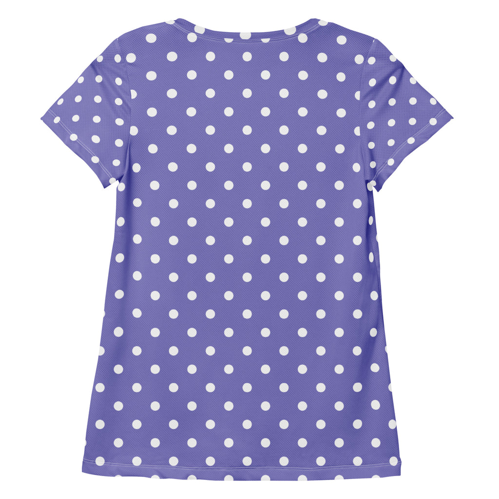 Women’s Lavender Purple Polka Dot Athletic T-Shirt - Lightweight Moisture Wicking Workout Top With UPF 50+