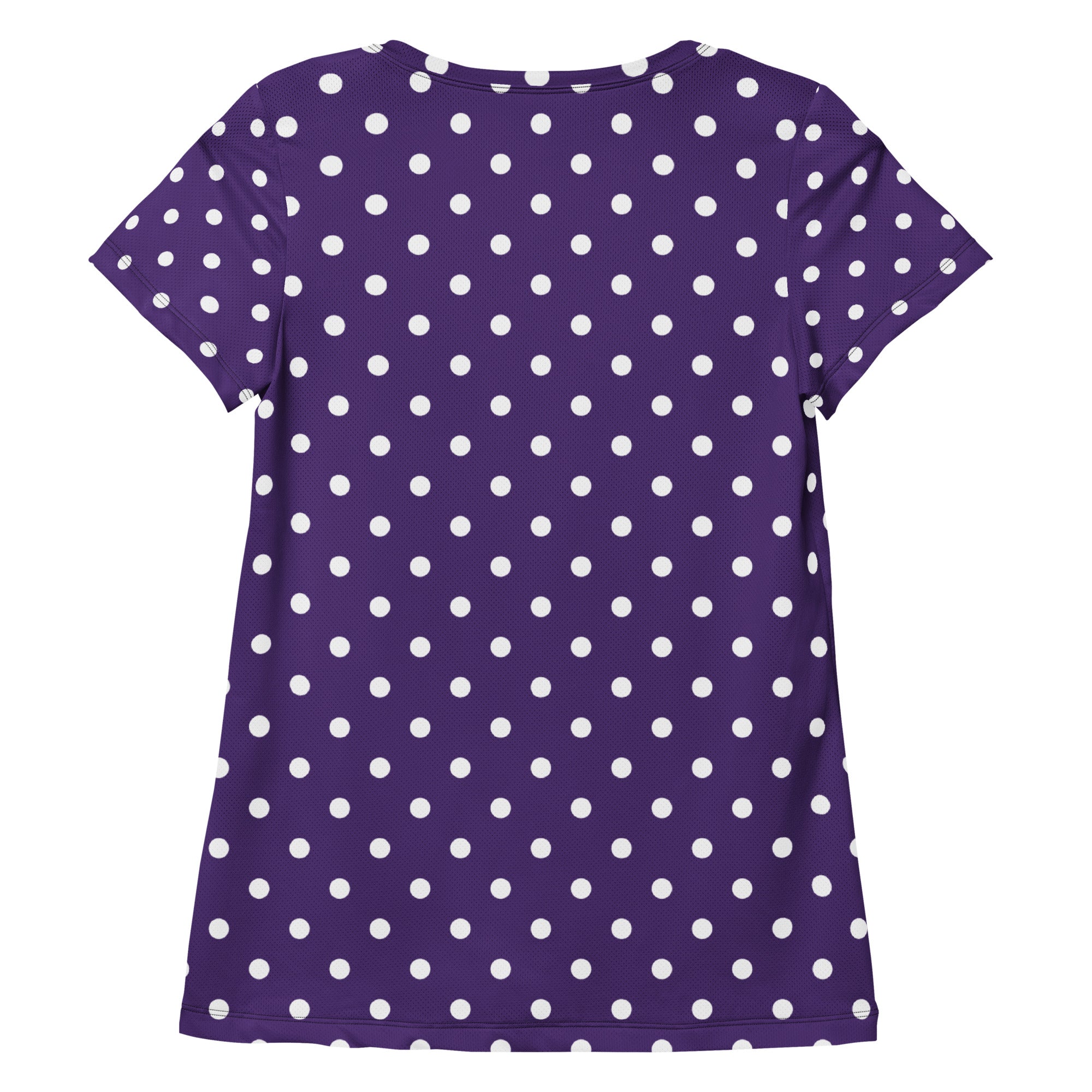 Women’s Dark Purple Polka Dot Athletic T-Shirt - Lightweight Moisture Wicking Workout Top With UPF 50+