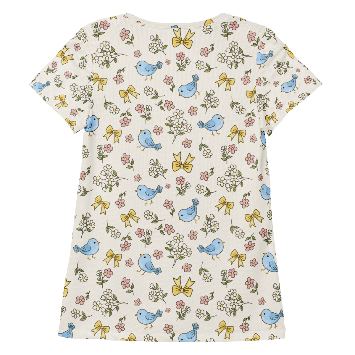 Women’s Blue Bird & Wildflower Athletic T-Shirt - Lightweight Moisture Wicking Workout Top With UPF 50+