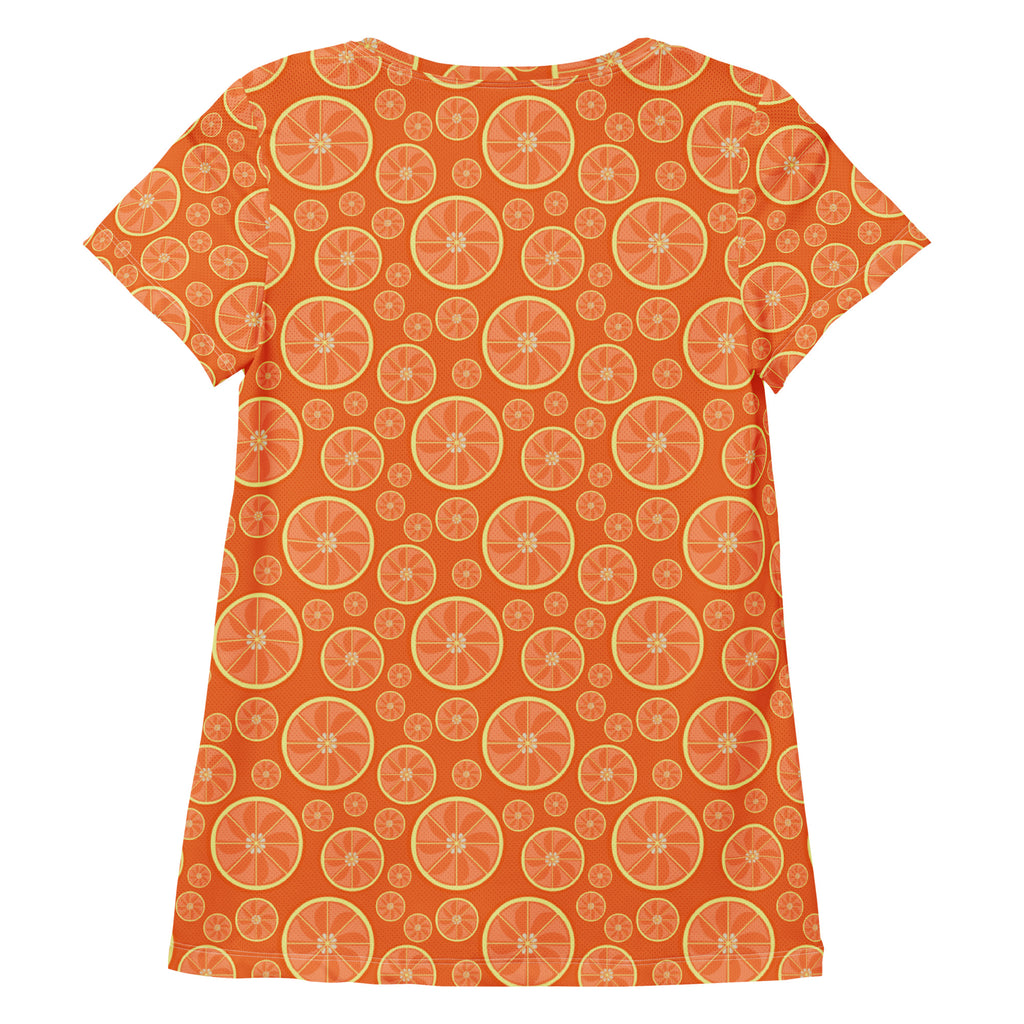 Women’s Orange Citrus Athletic T-Shirt - Lightweight Moisture Wicking Workout Top With UPF 50+