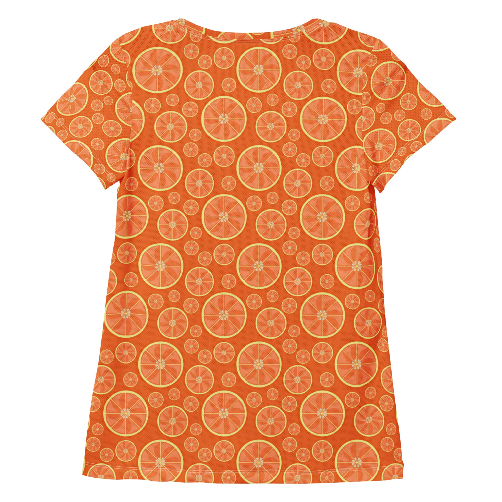 Women’s Orange Citrus Athletic T-Shirt - Lightweight Moisture Wicking Workout Top With UPF 50+