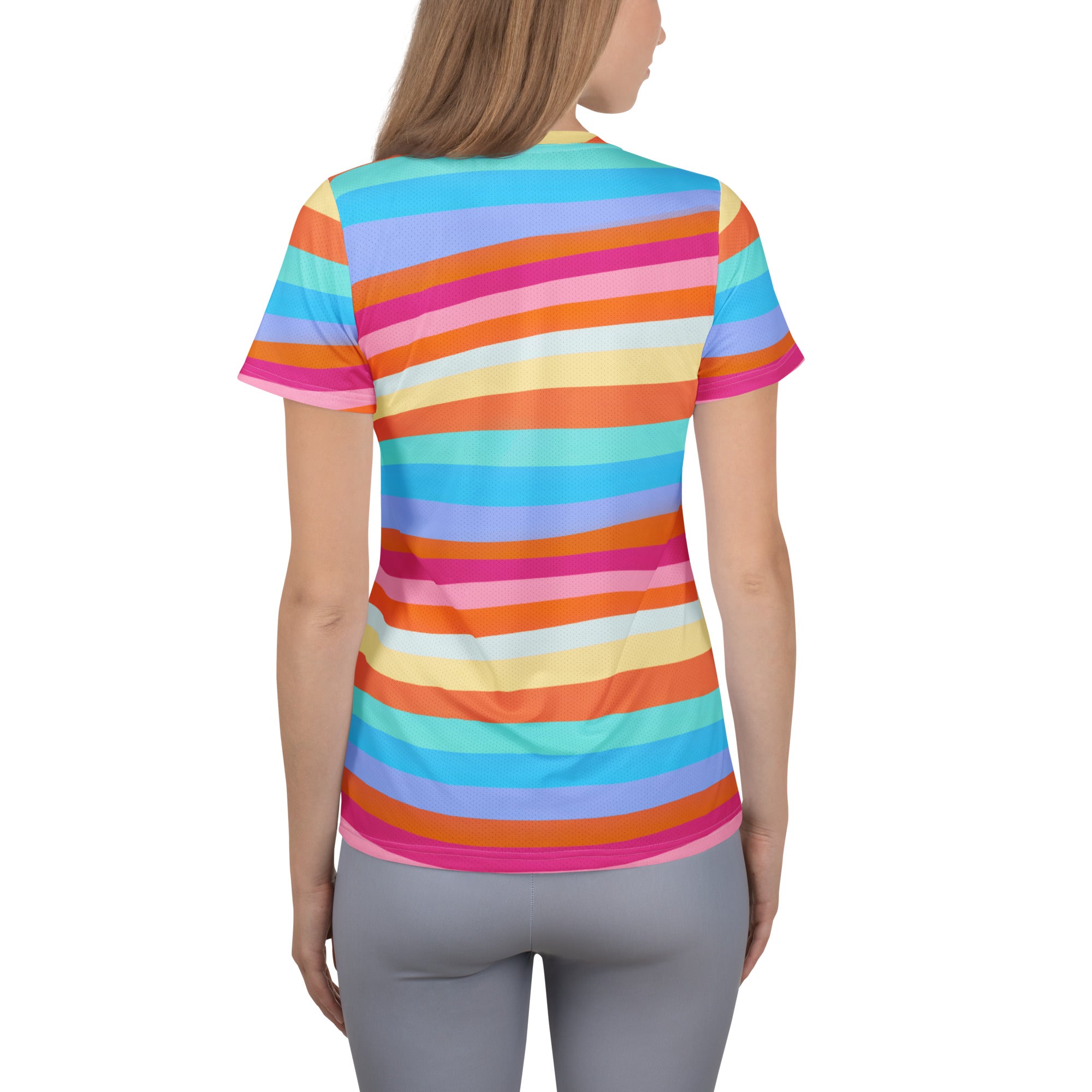 Women’s Colorful Wavy Sand Athletic T-Shirt - Lightweight Moisture Wicking Workout Top With UPF 50+