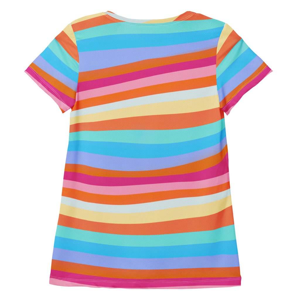 Women’s Colorful Wavy Sand Athletic T-Shirt - Lightweight Moisture Wicking Workout Top With UPF 50+