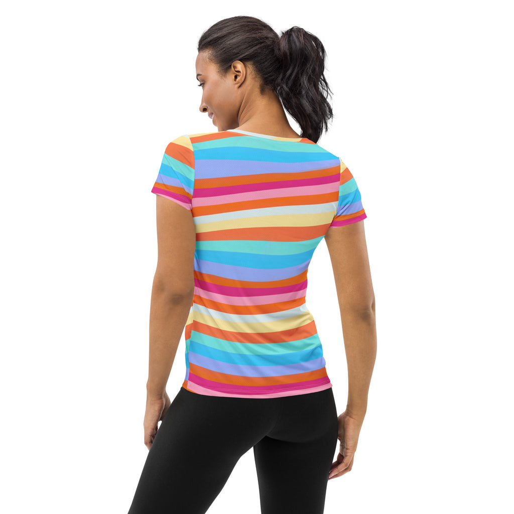 Women’s Colorful Wavy Sand Athletic T-Shirt - Lightweight Moisture Wicking Workout Top With UPF 50+