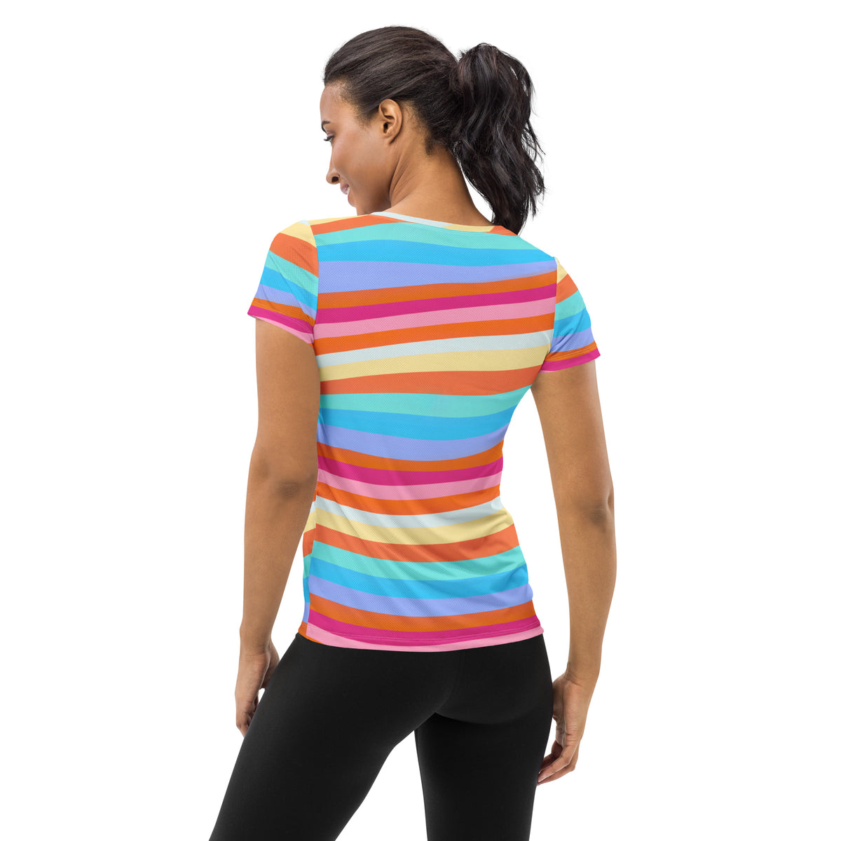 Women’s Colorful Wavy Sand Athletic T-Shirt - Lightweight Moisture Wicking Workout Top With UPF 50+