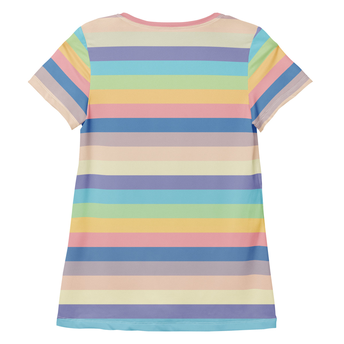 Women’s Colorful Stripe Athletic T-Shirt - Lightweight Moisture Wicking Workout Top With UPF 50+