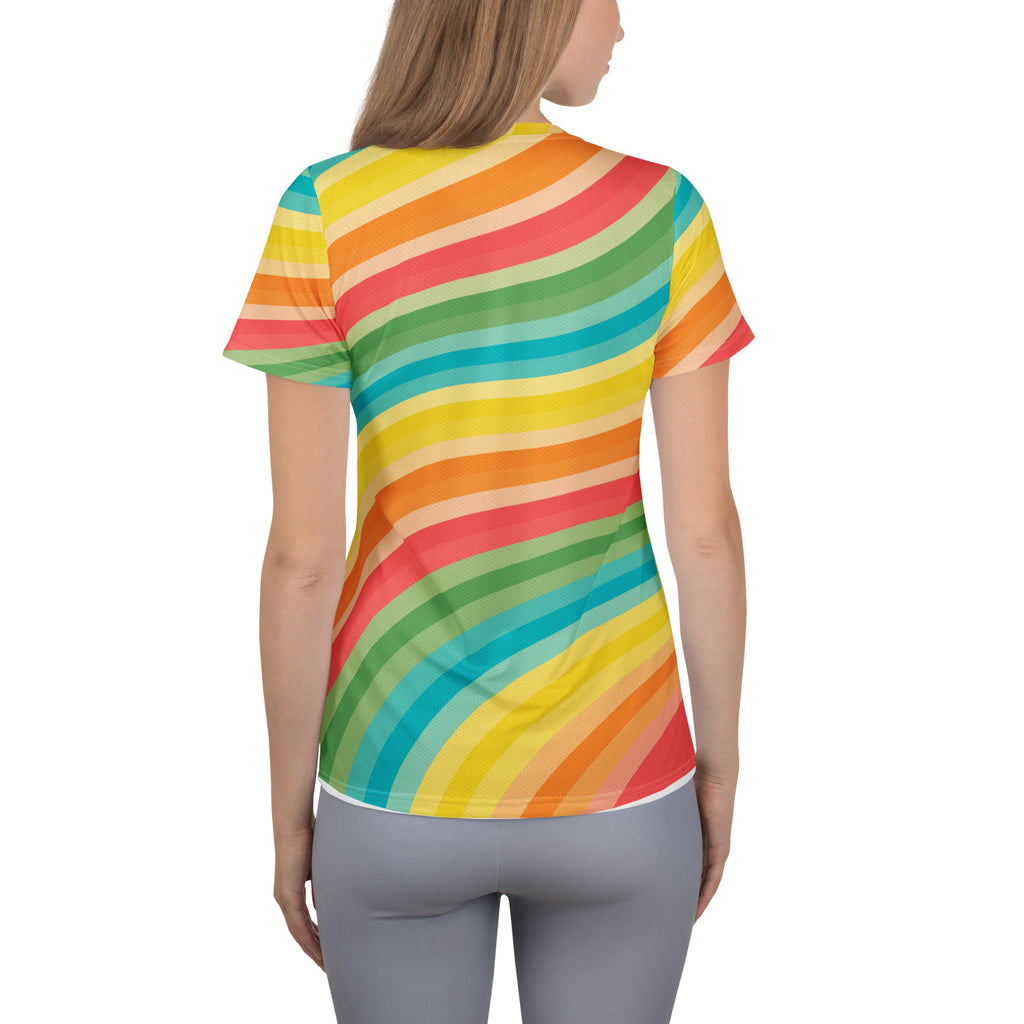 Women’s Beach Sunset Wave Athletic T-Shirt - Lightweight Moisture Wicking Workout Top With UPF 50+